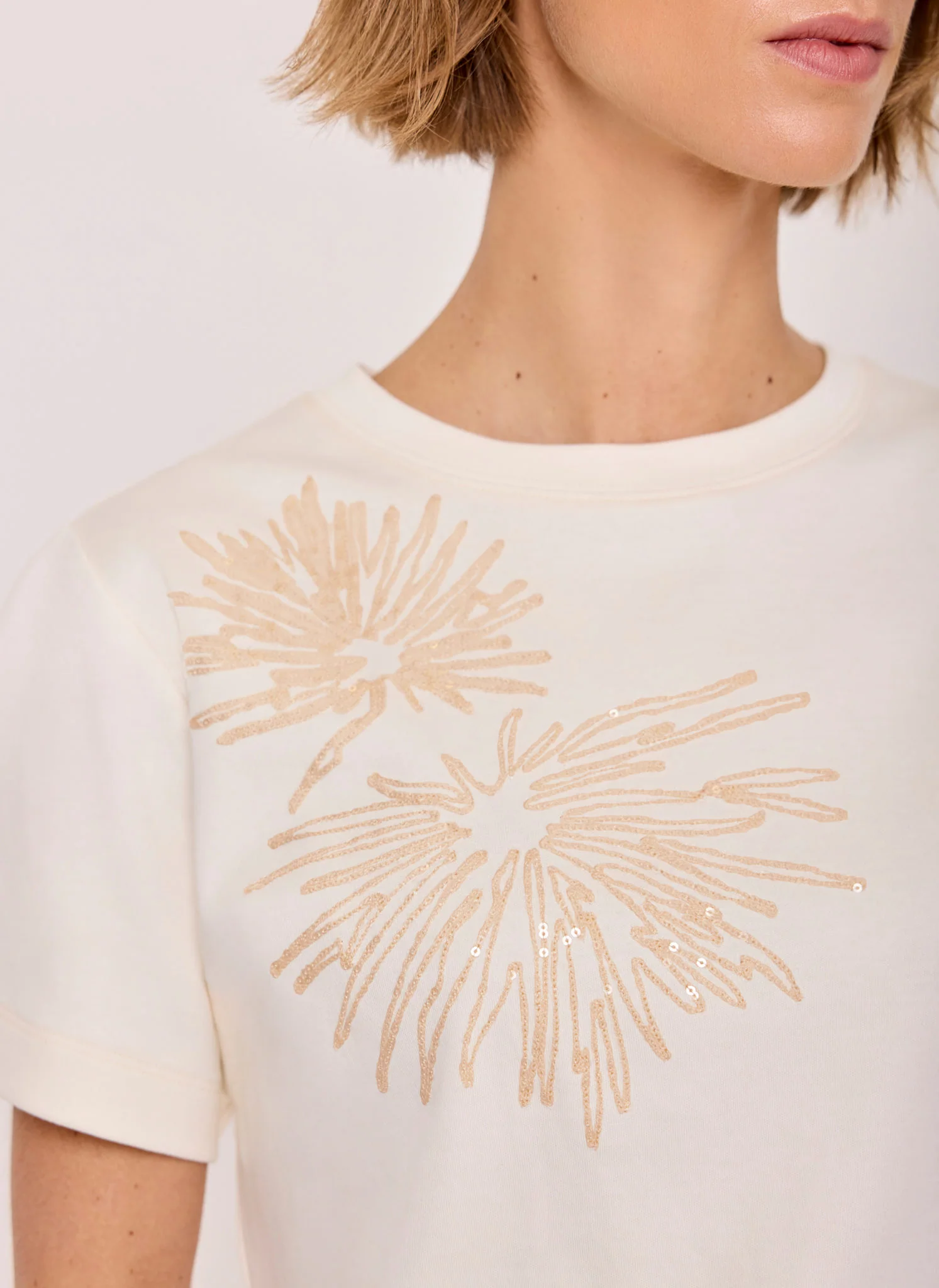White Cotton Embellished T-Shirt