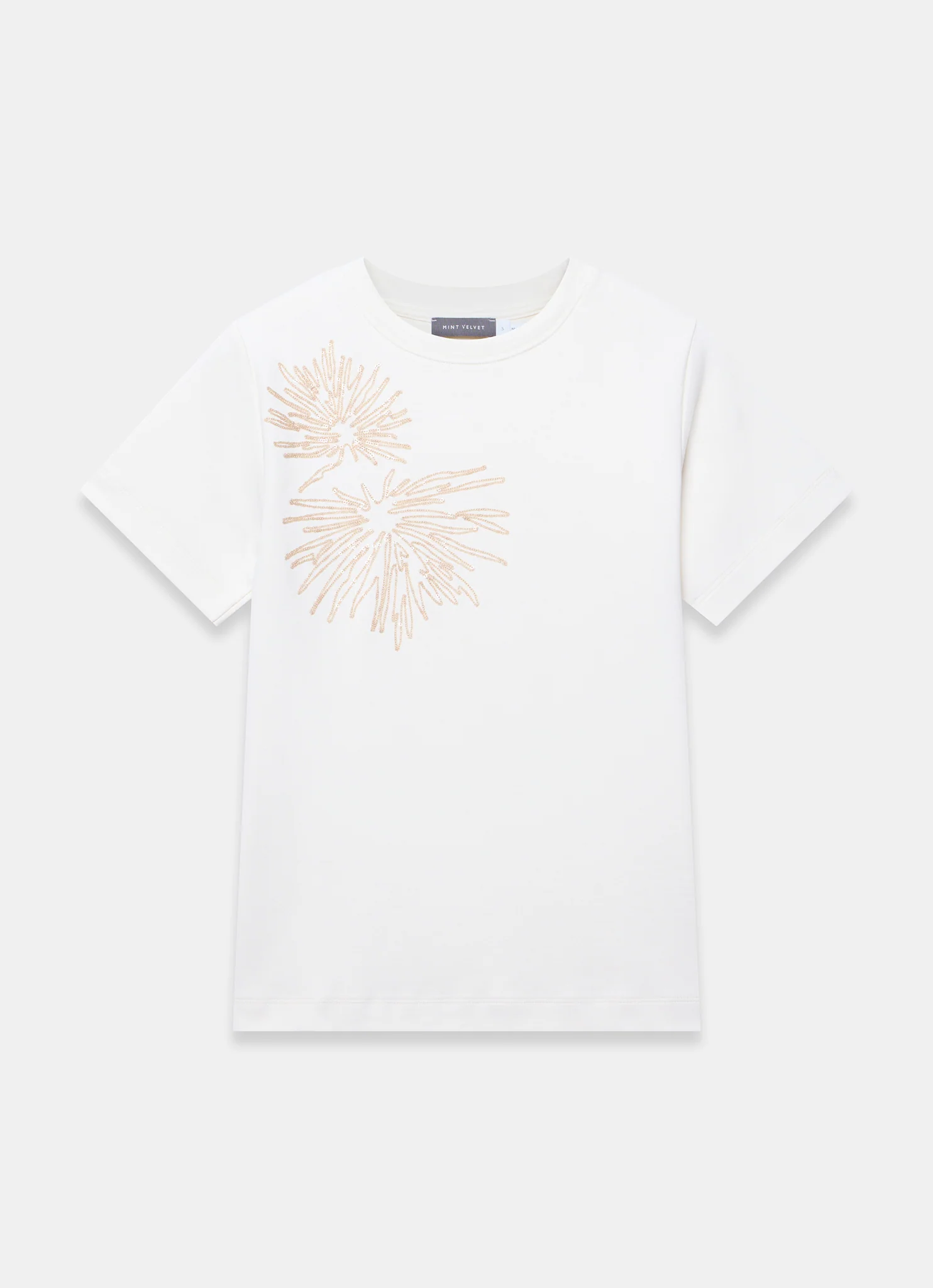 White Cotton Embellished T-Shirt