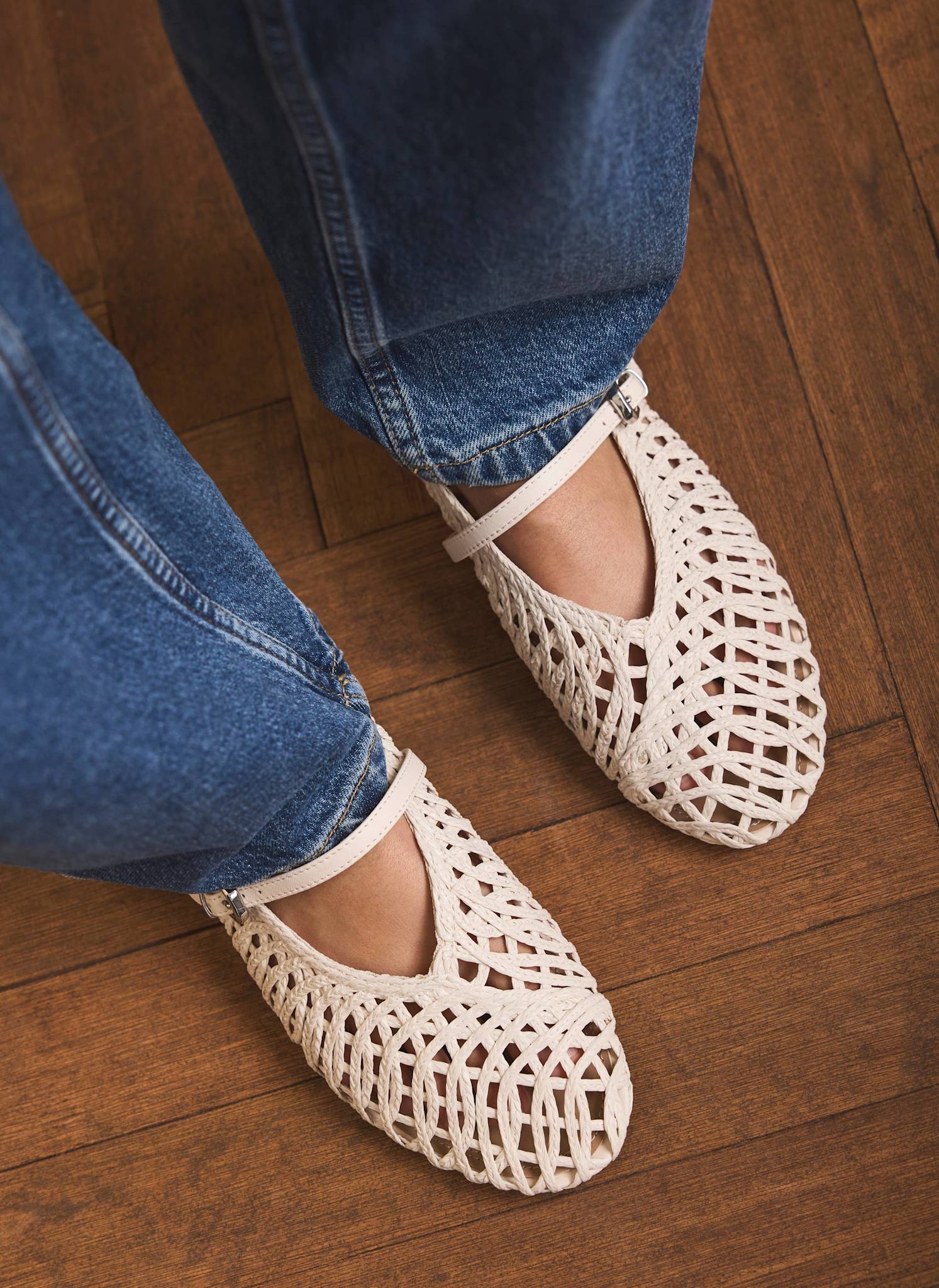 11728-lily-cream-woven-ballet-flat-pumps-1.jpg Lily Cream Woven Ballet Flat Pumps