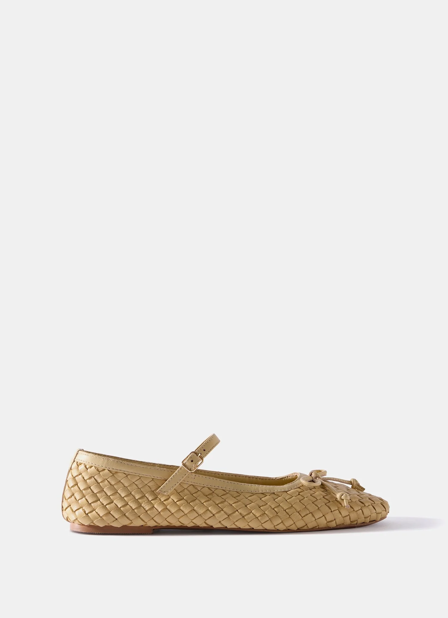 Charley Butter Yellow Leather Woven Pumps