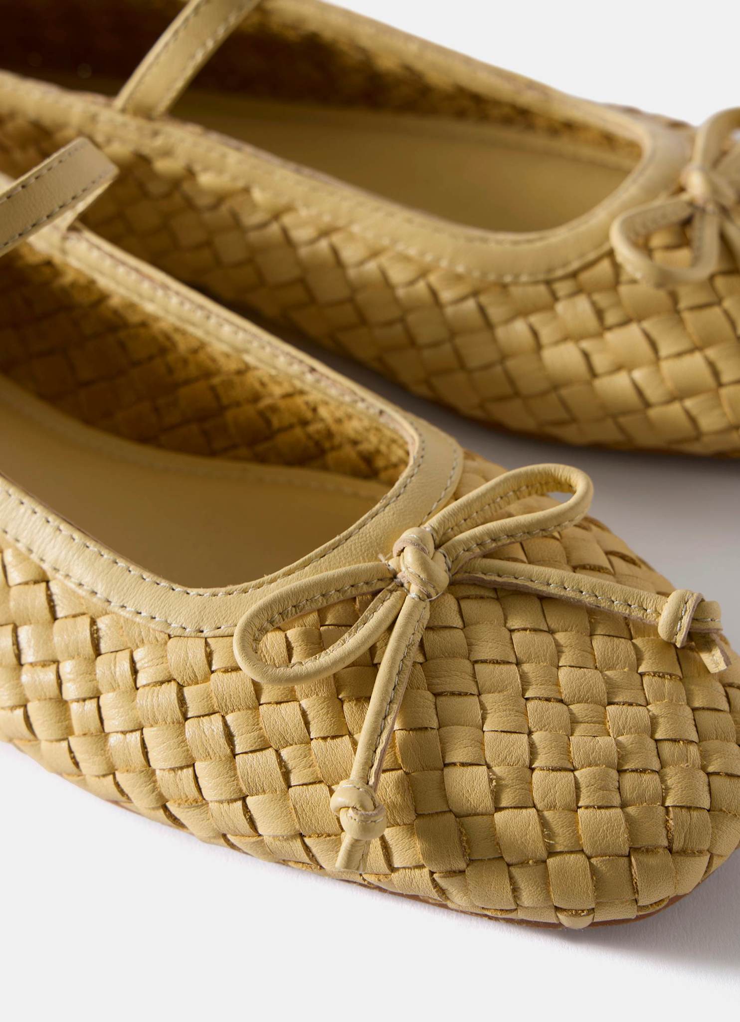 Charley Butter Yellow Leather Woven Pumps
