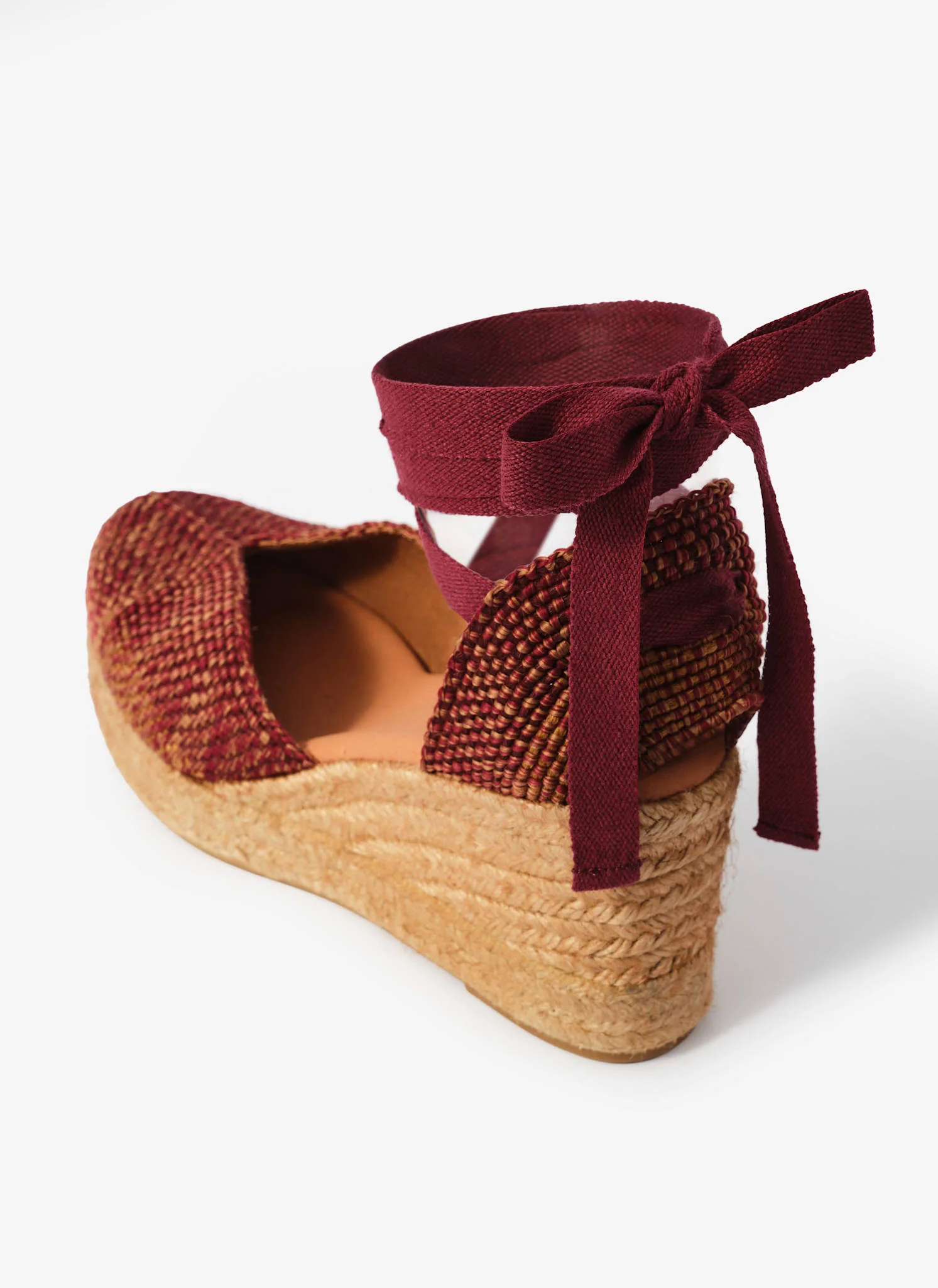 Amelia Burgundy Woven Espadrille Wedges