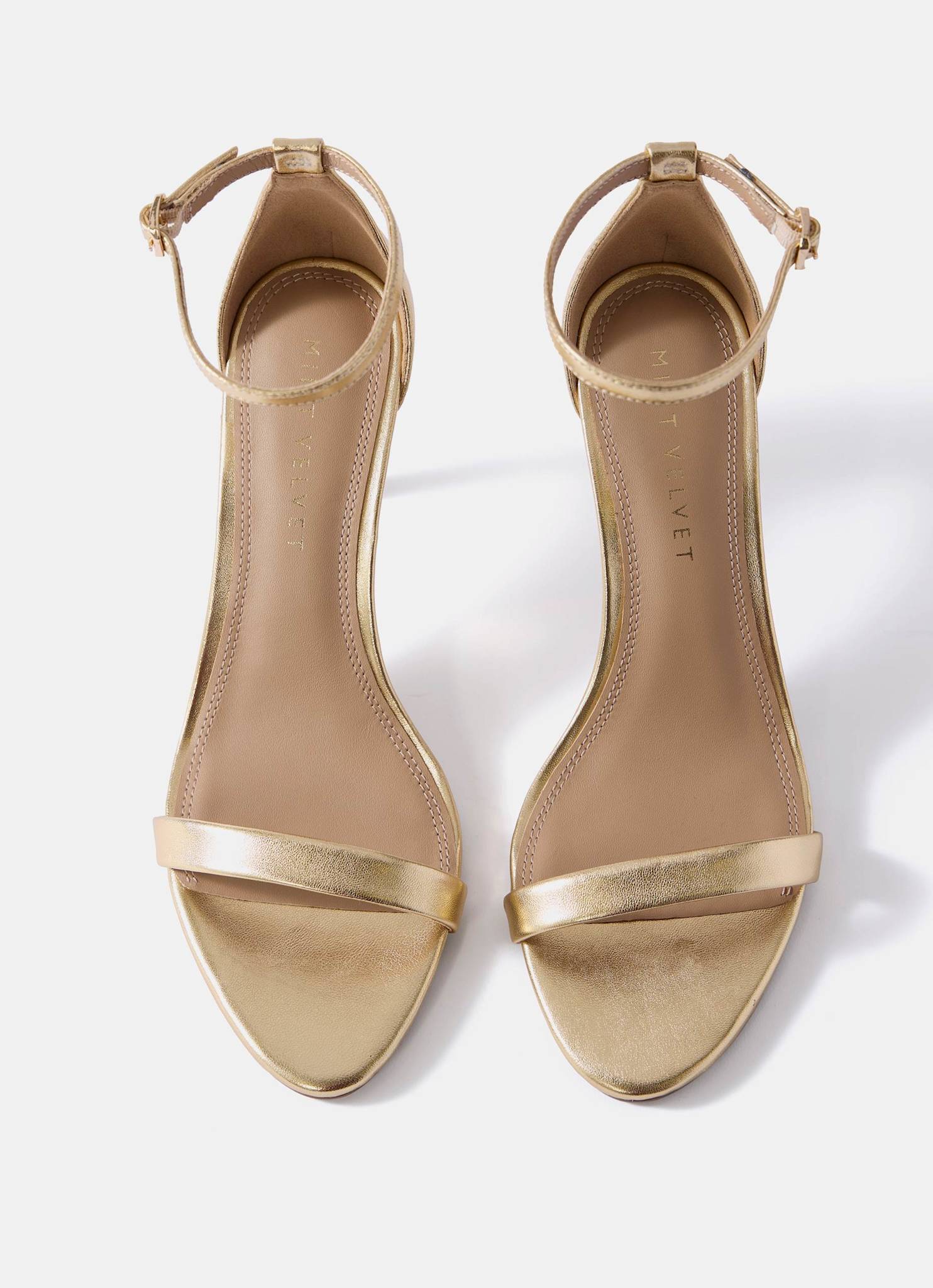 Skye Gold Leather Strappy High Heels