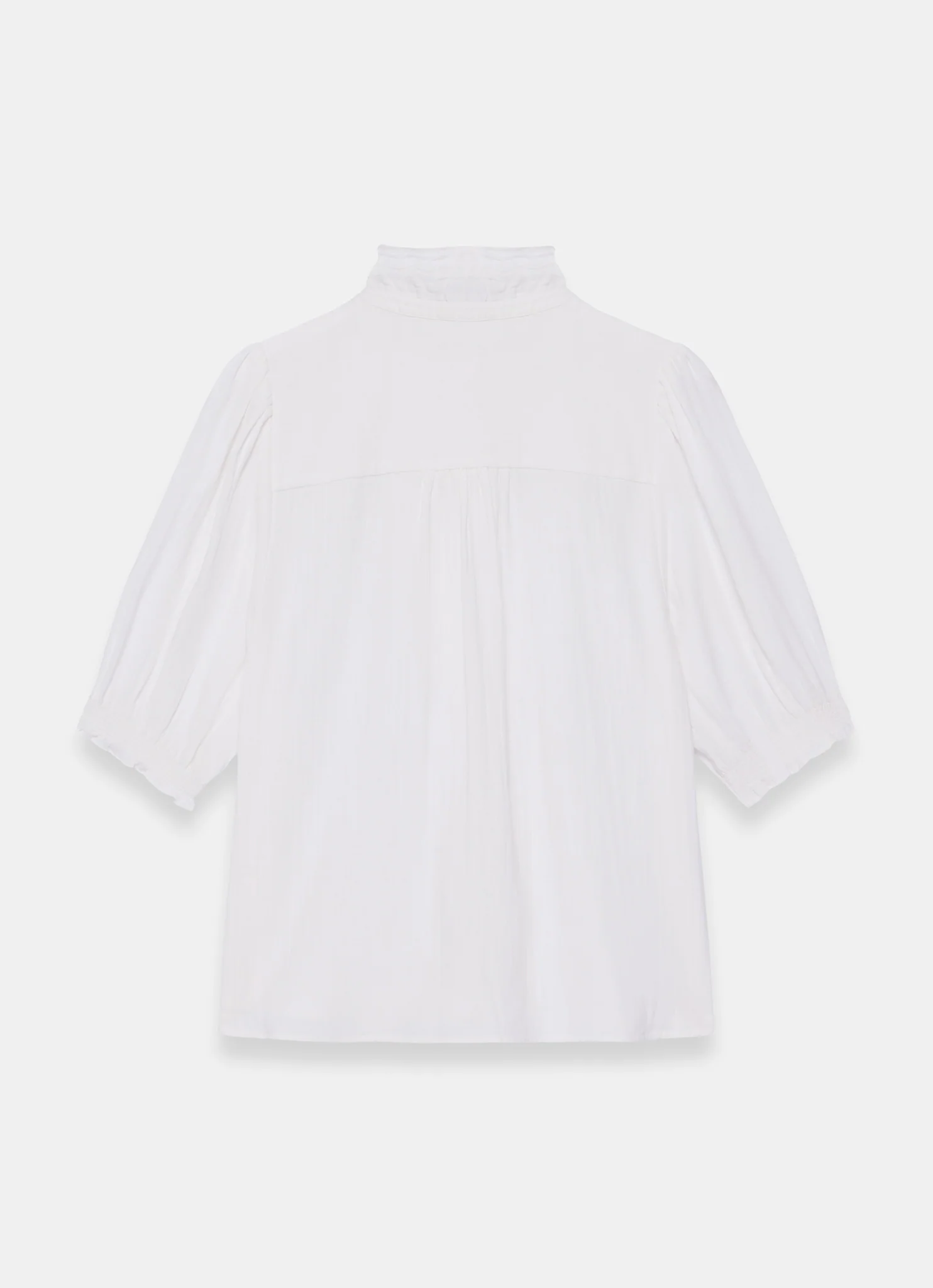 White Cotton Cheesecloth Ruffle Blouse
