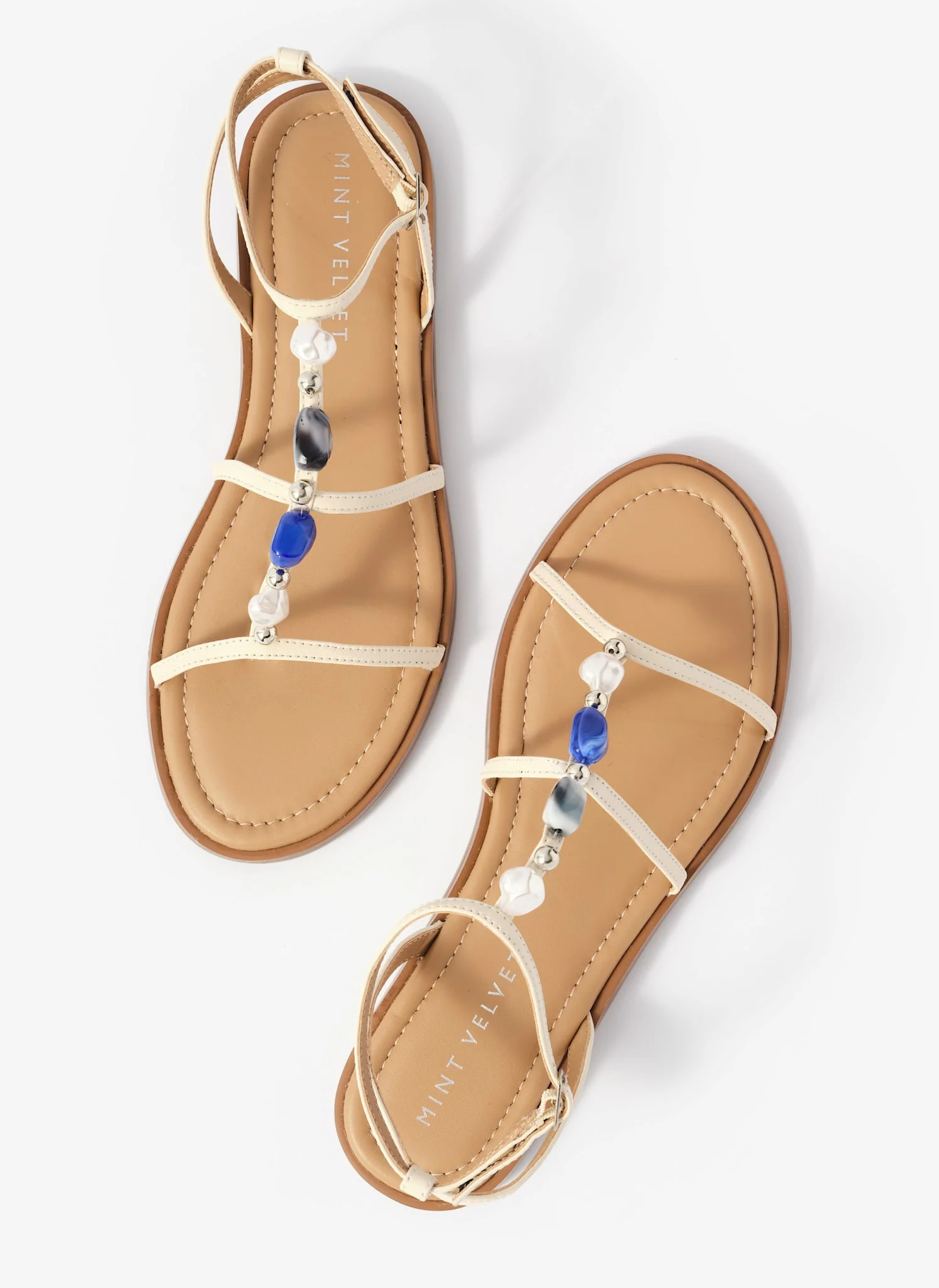 Hana Cream Leather Strappy Sandals