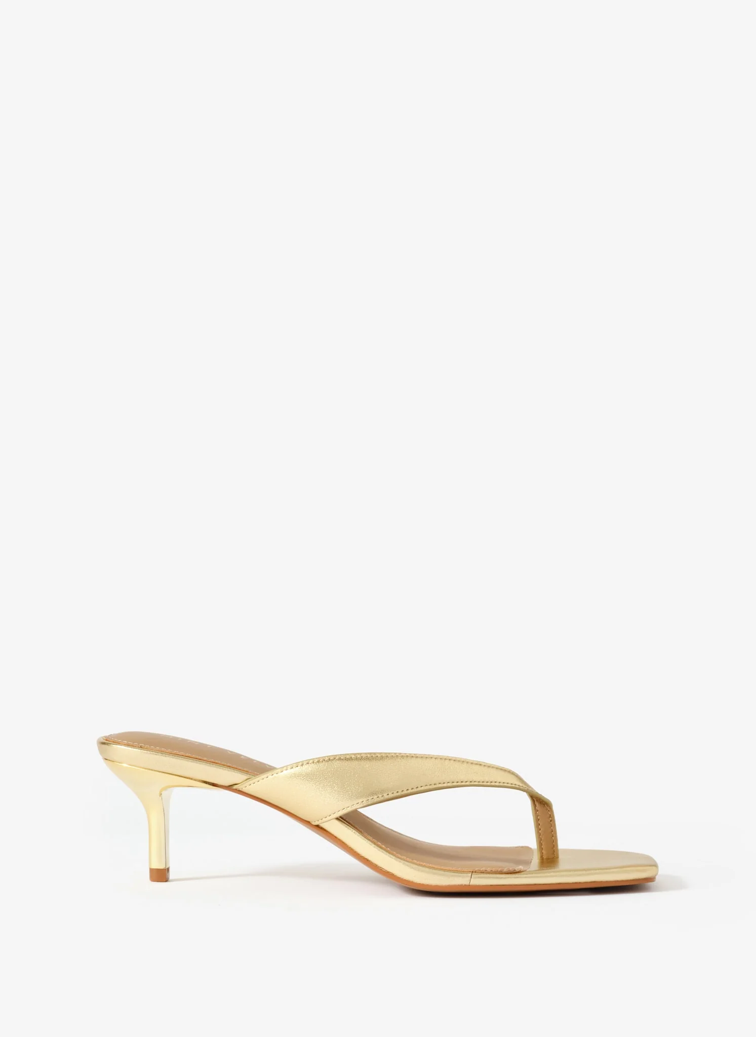 Betty Gold Leather Flip Flop Heels