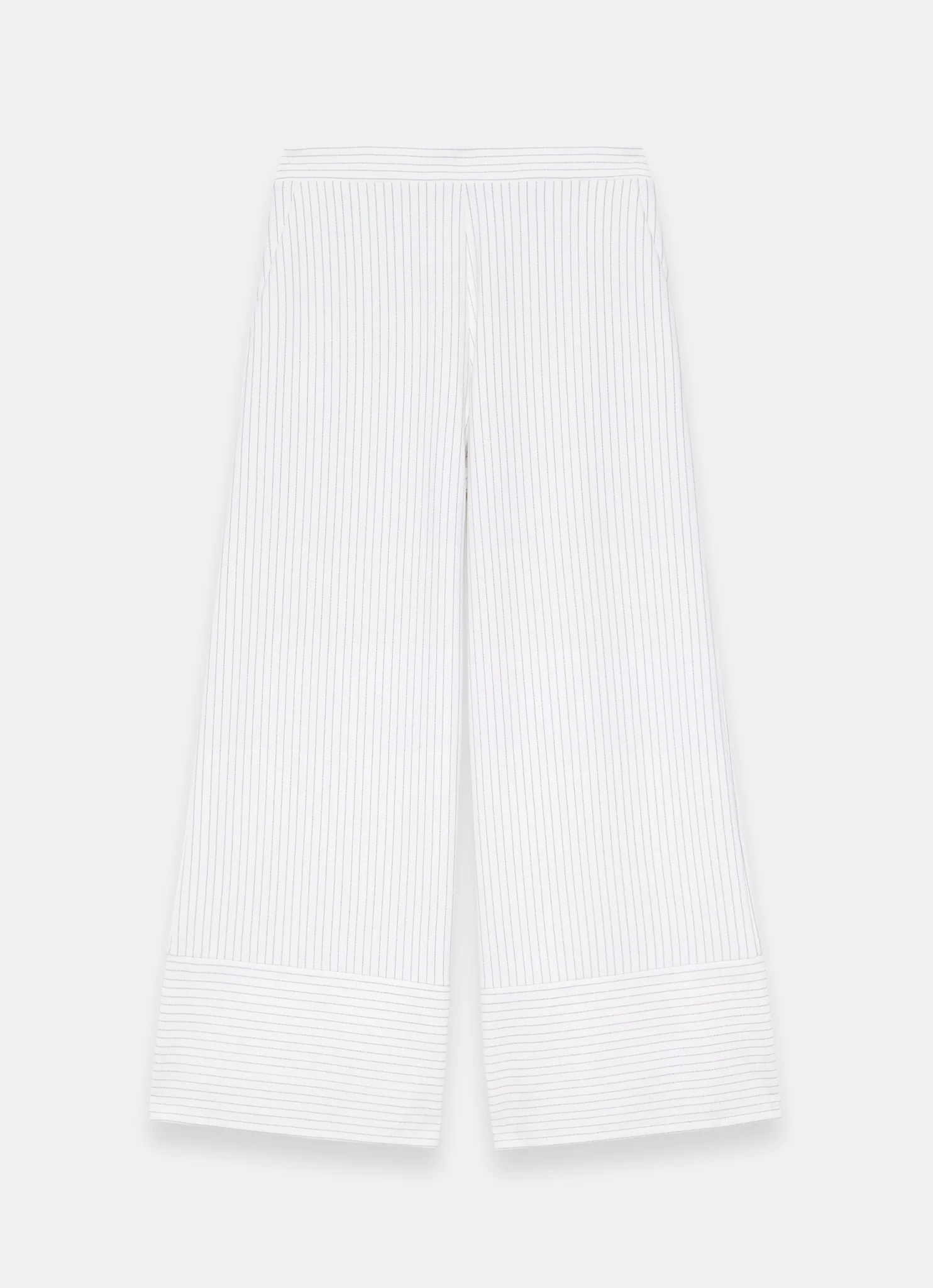Cream Jersey Pinstripe Wide Trousers