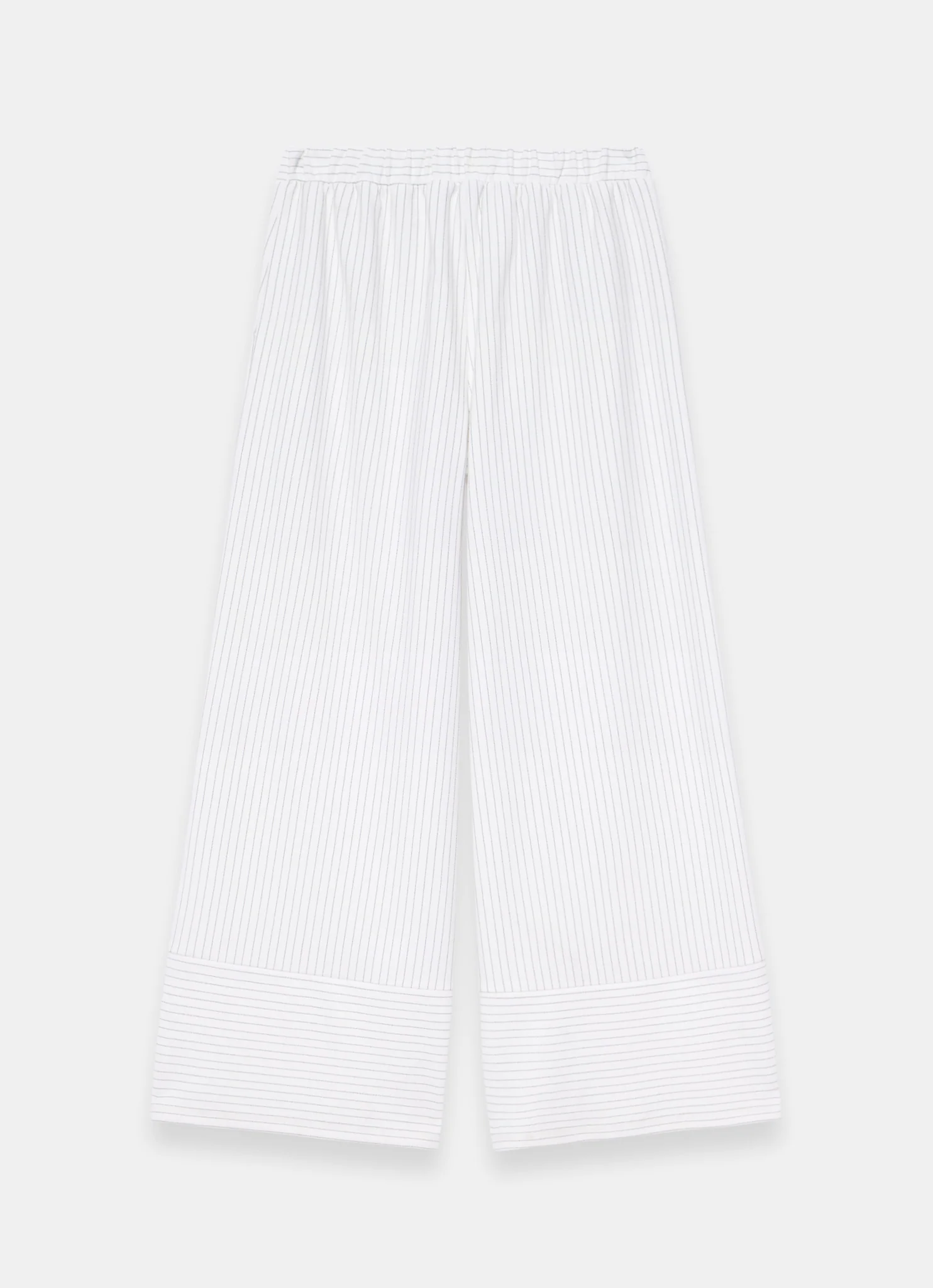 Cream Jersey Pinstripe Wide Trousers
