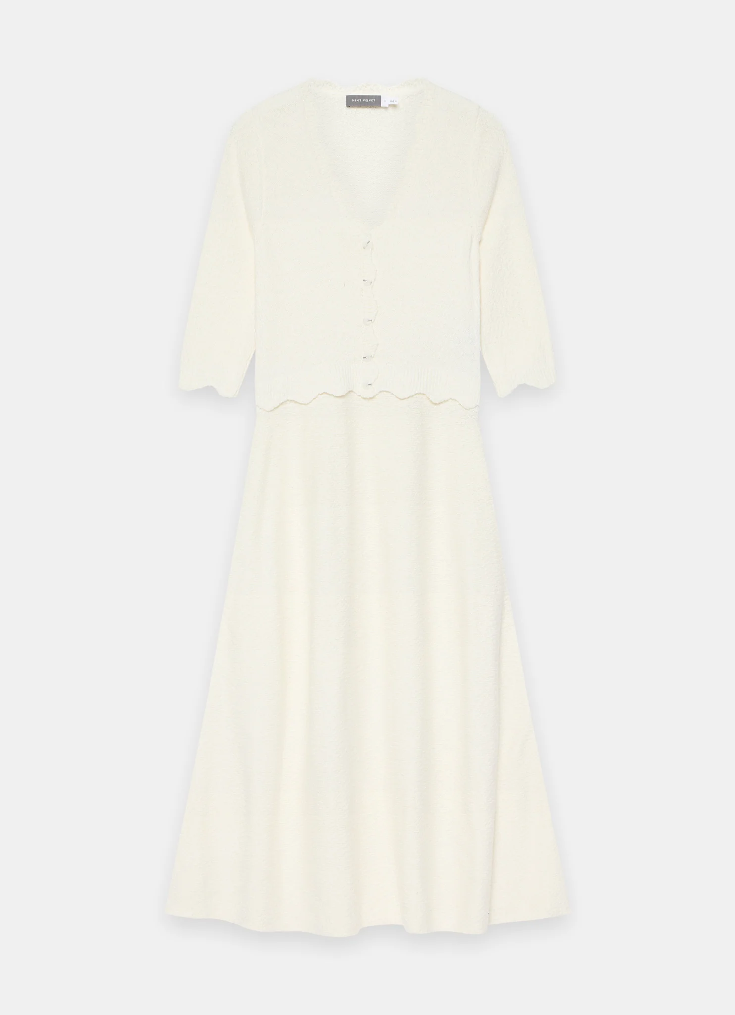 Cream Boucle Knit Midi Dress