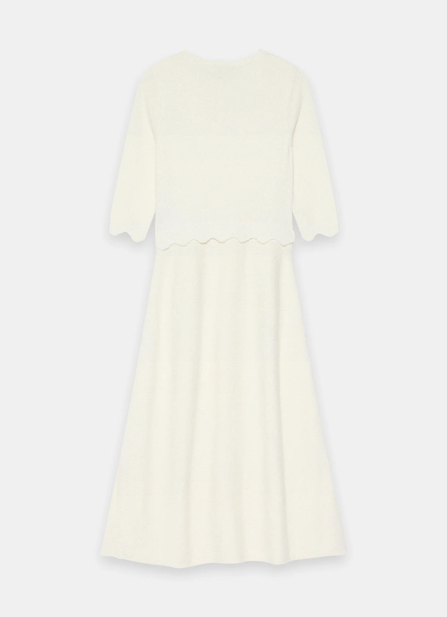Cream Boucle Knit Midi Dress