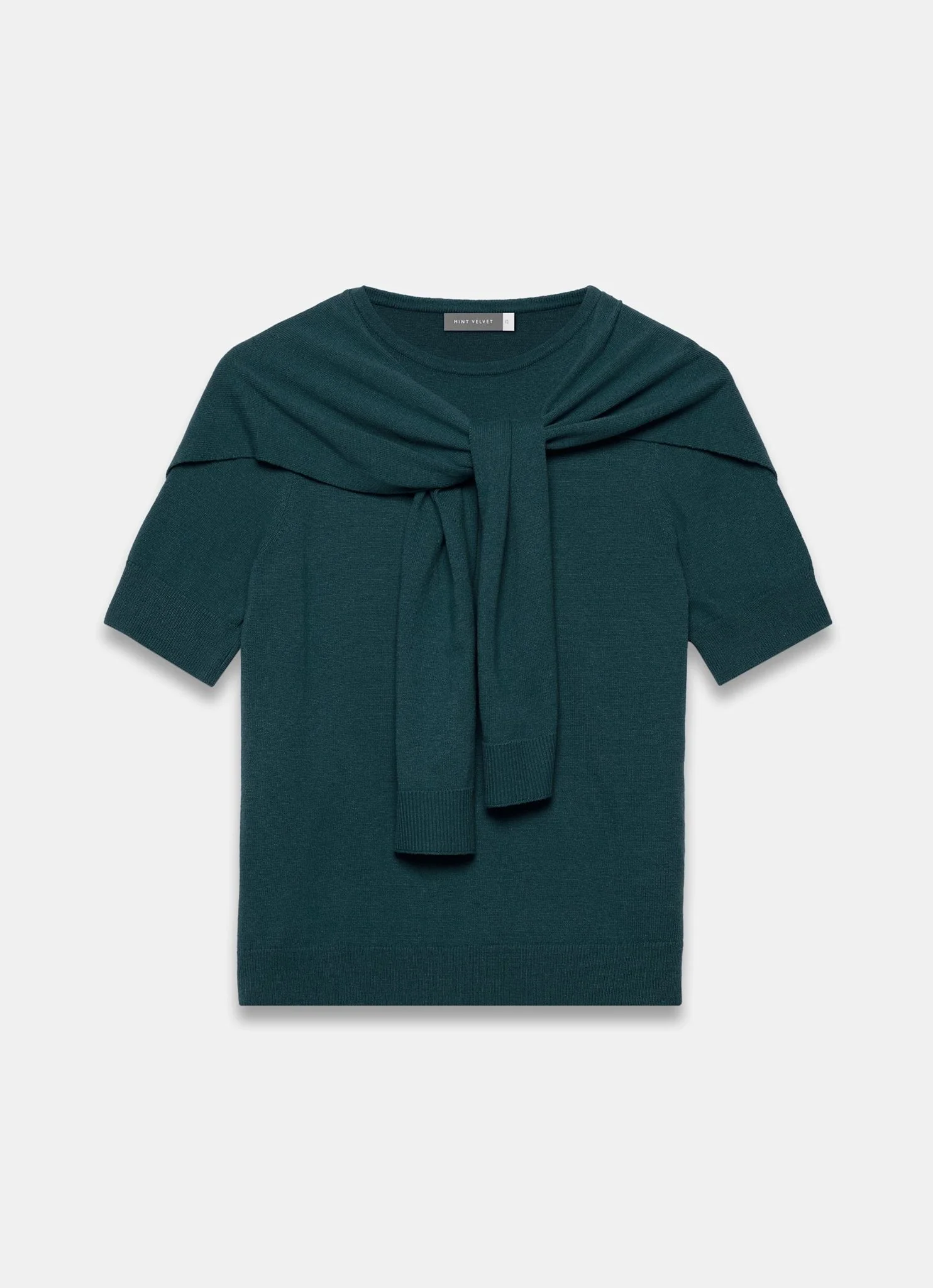 12132-teal-cotton-blend-scarf-detail-knit-top-5.webp Teal Cotton Blend Scarf Detail Knit Top