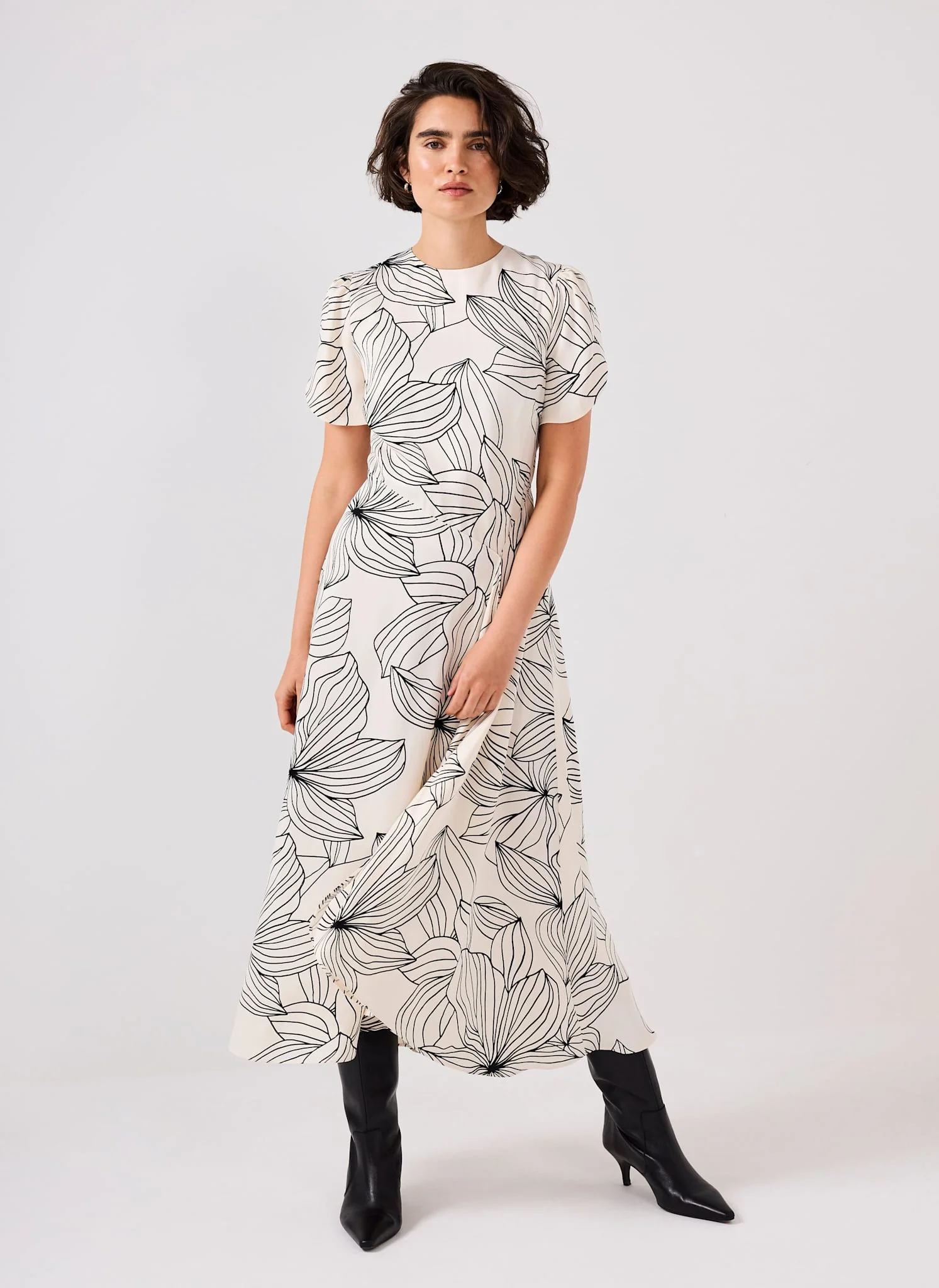 12138-cream-floral-print-satin-midi-dress-3.webp Cream Floral Print Satin Midi Dress