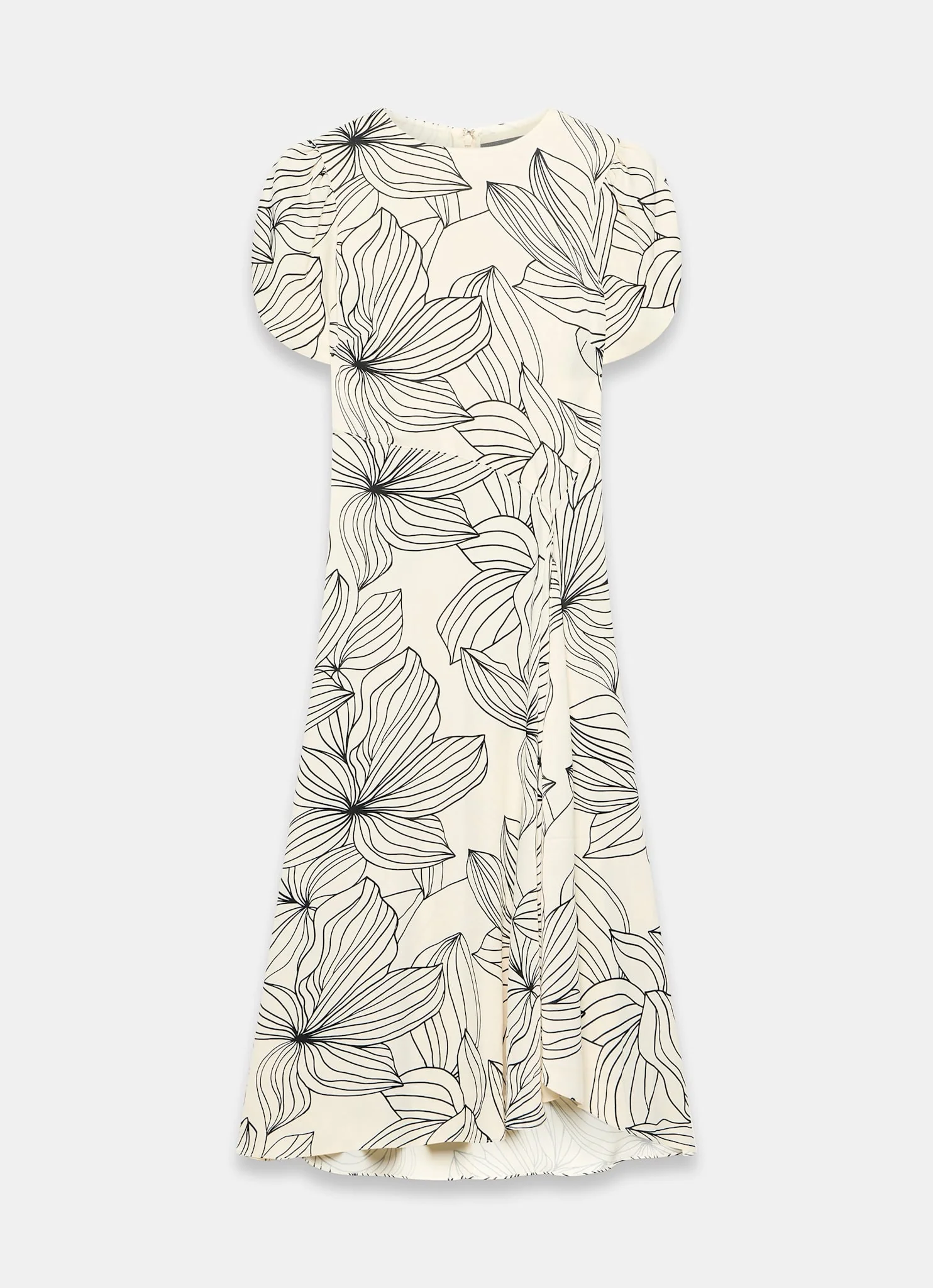12138-cream-floral-print-satin-midi-dress-7.webp Cream Floral Print Satin Midi Dress