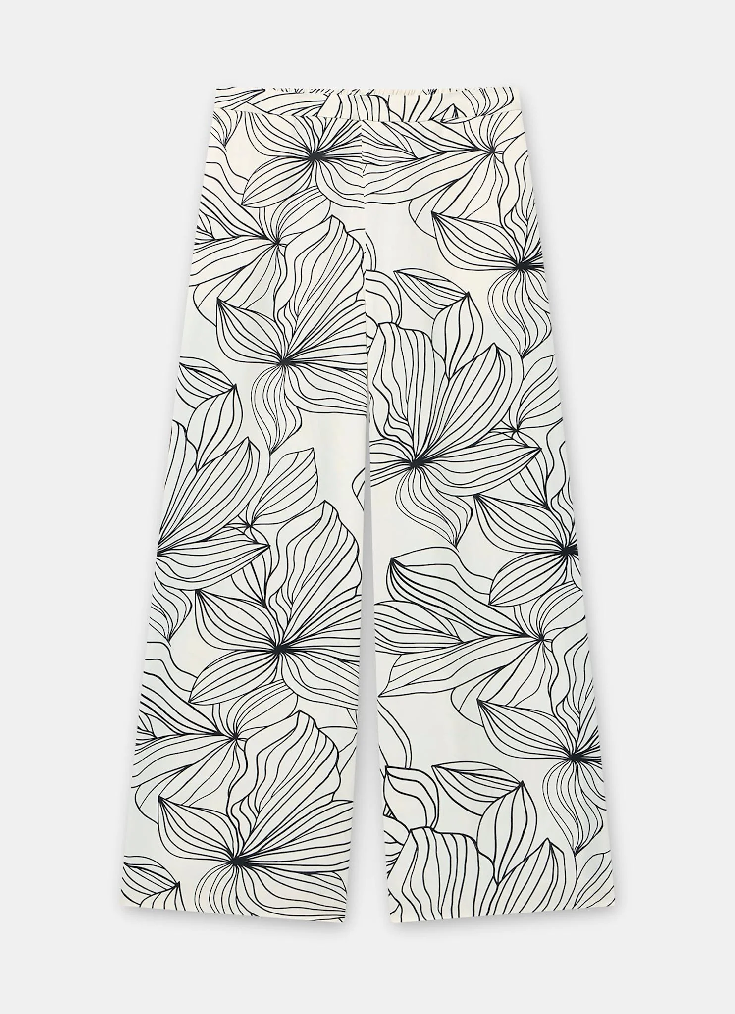 12146-cream-floral-print-wide-satin-trousers-6.webp Cream Floral Print Wide Satin Trousers