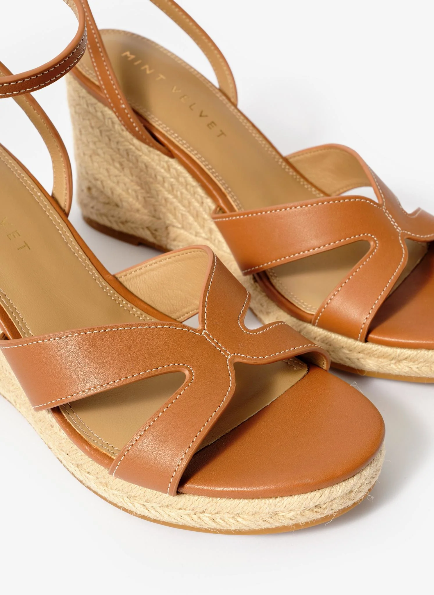 Jase Tan Leather Espadrille Wedges