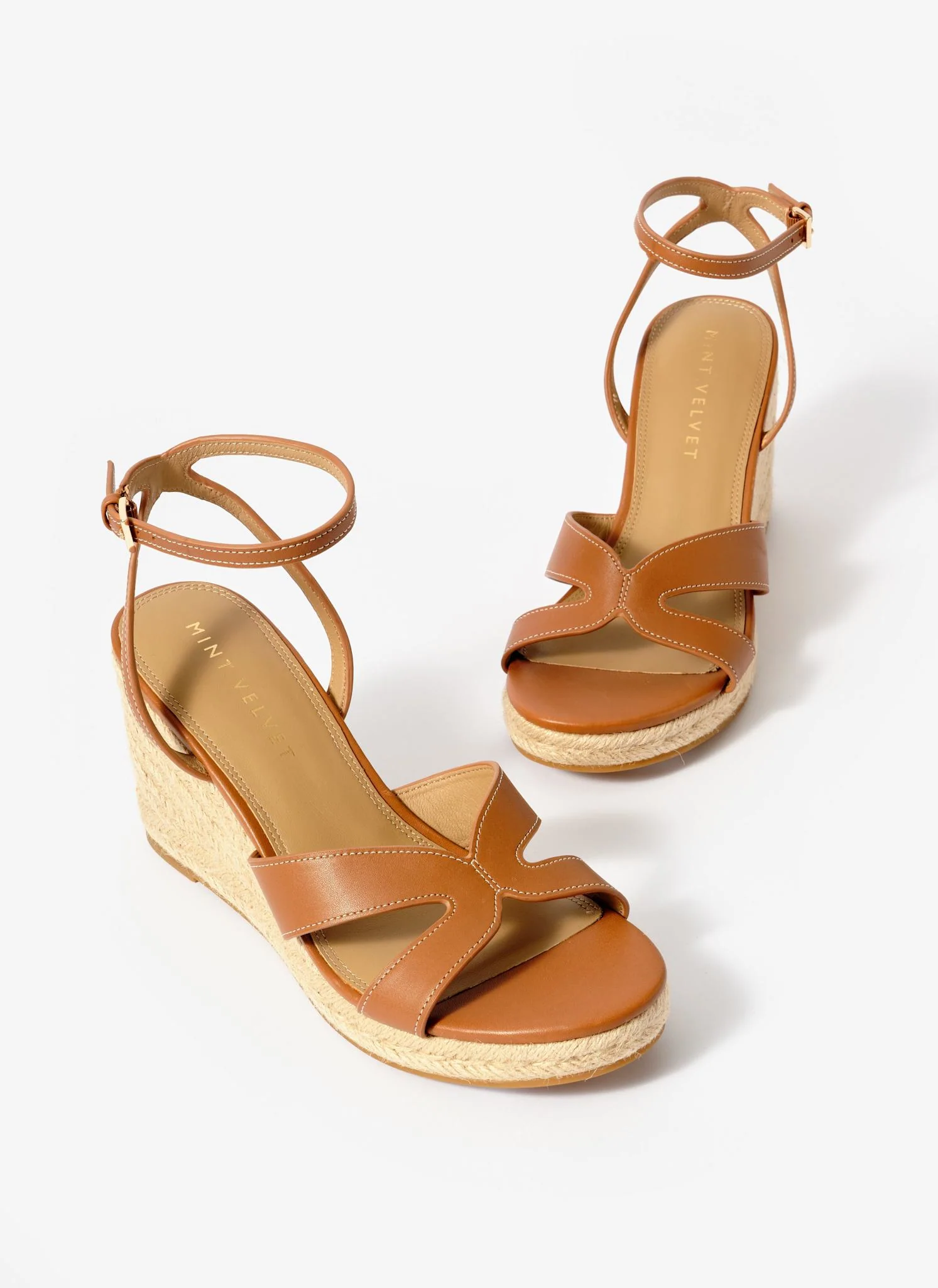 Jase Tan Leather Espadrille Wedges
