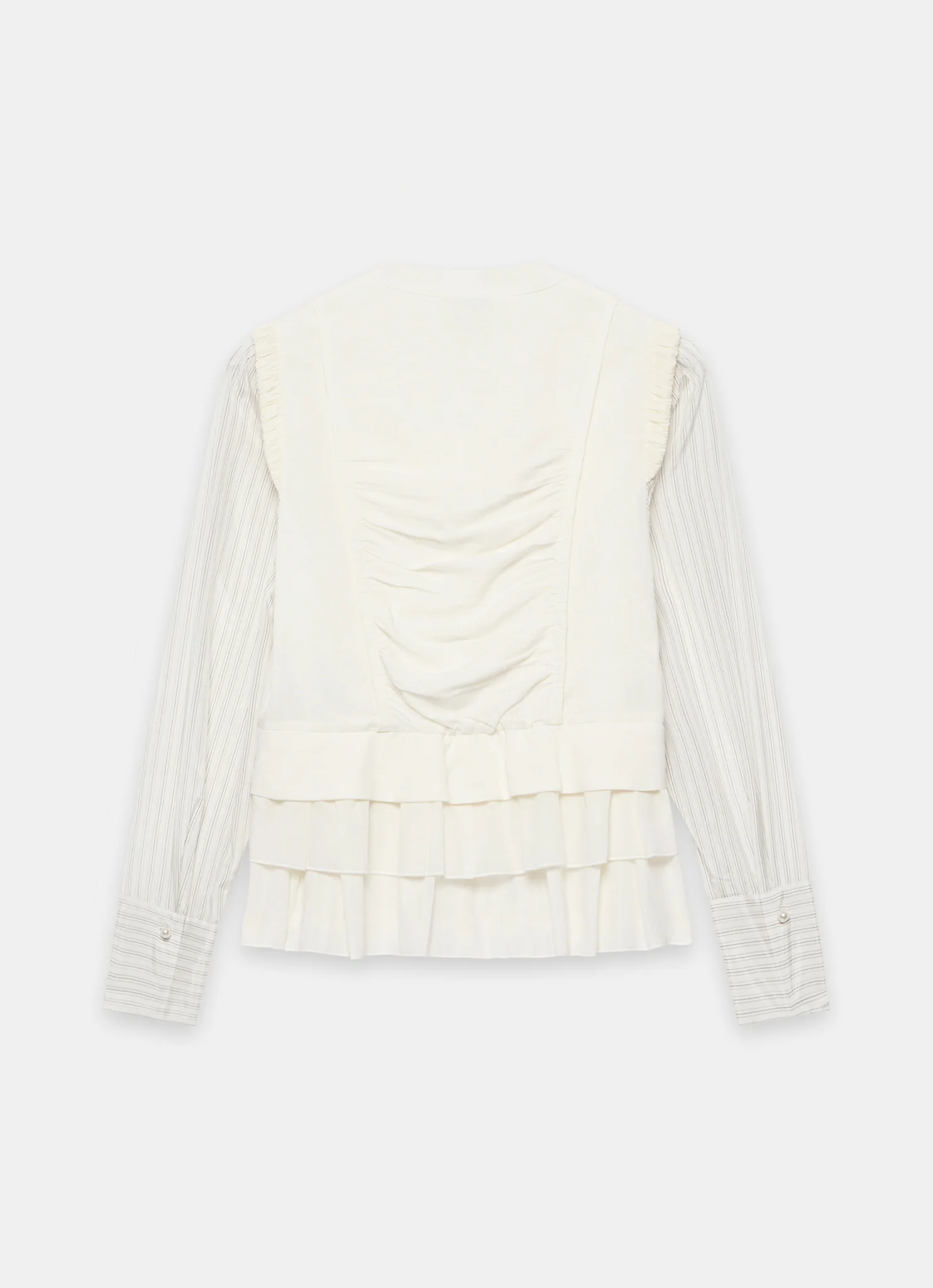 Cream Layered Ruched Detail Shirt