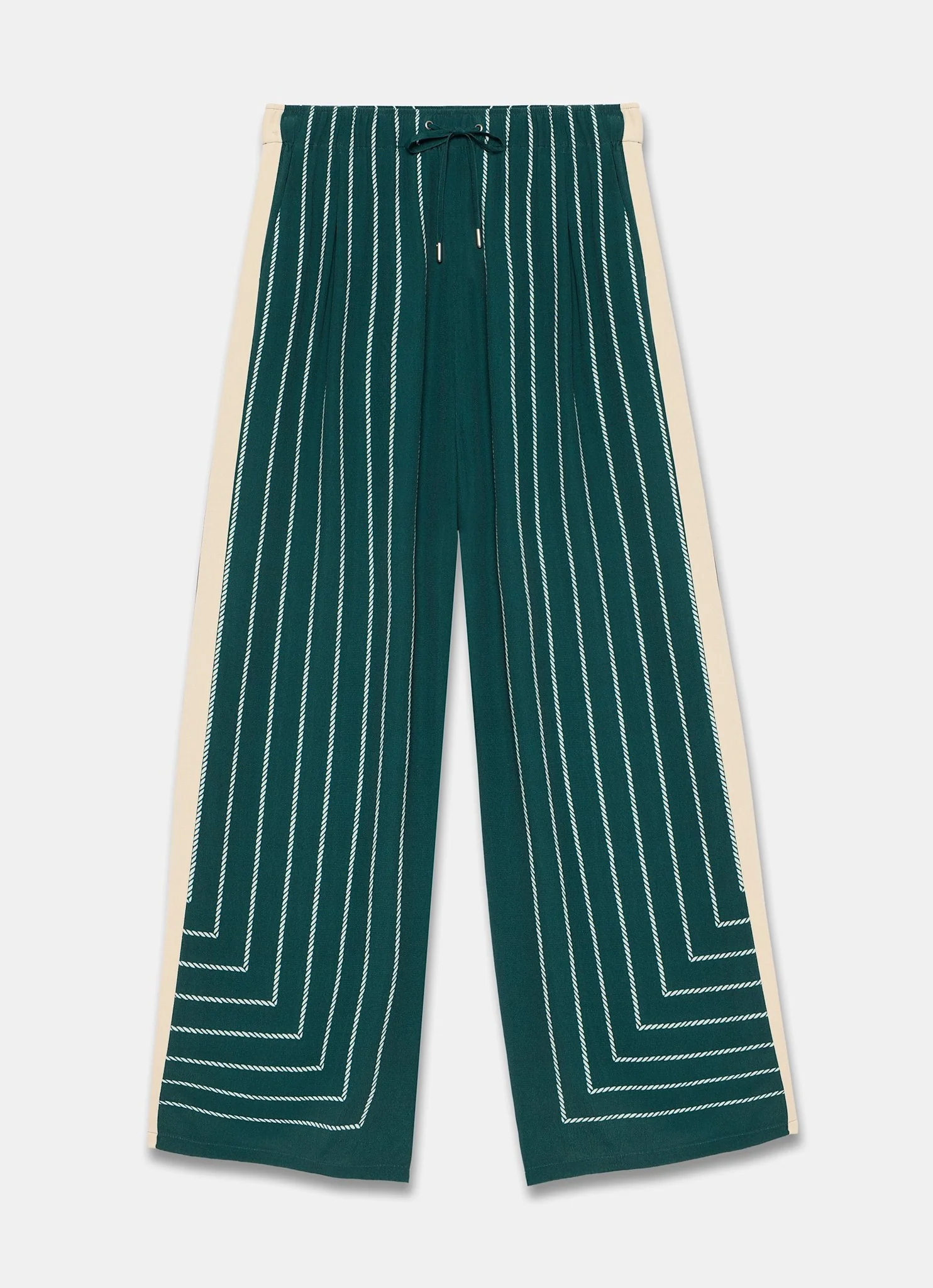 Teal Graphic Print Striped Trousers