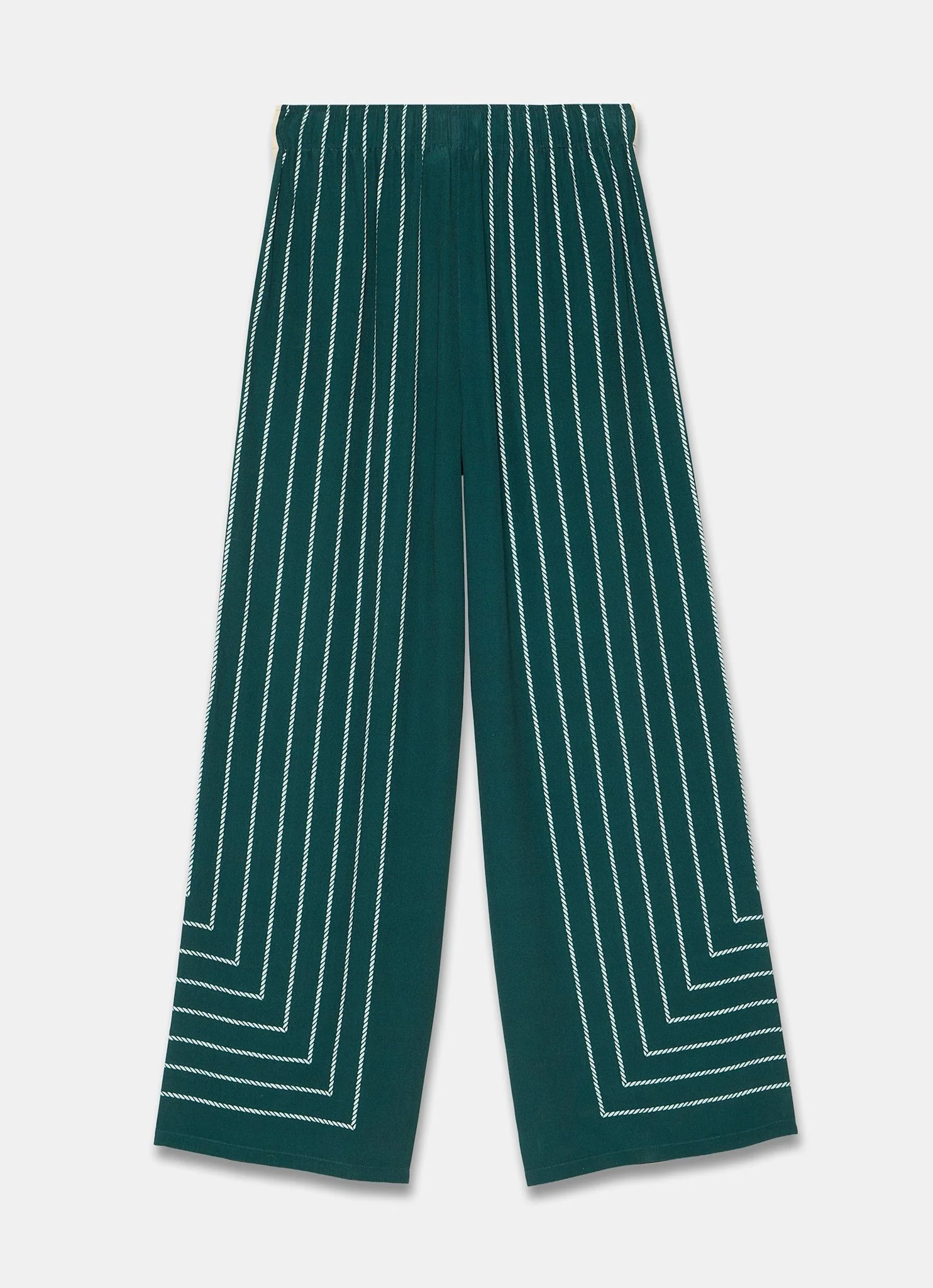 Teal Graphic Print Striped Trousers