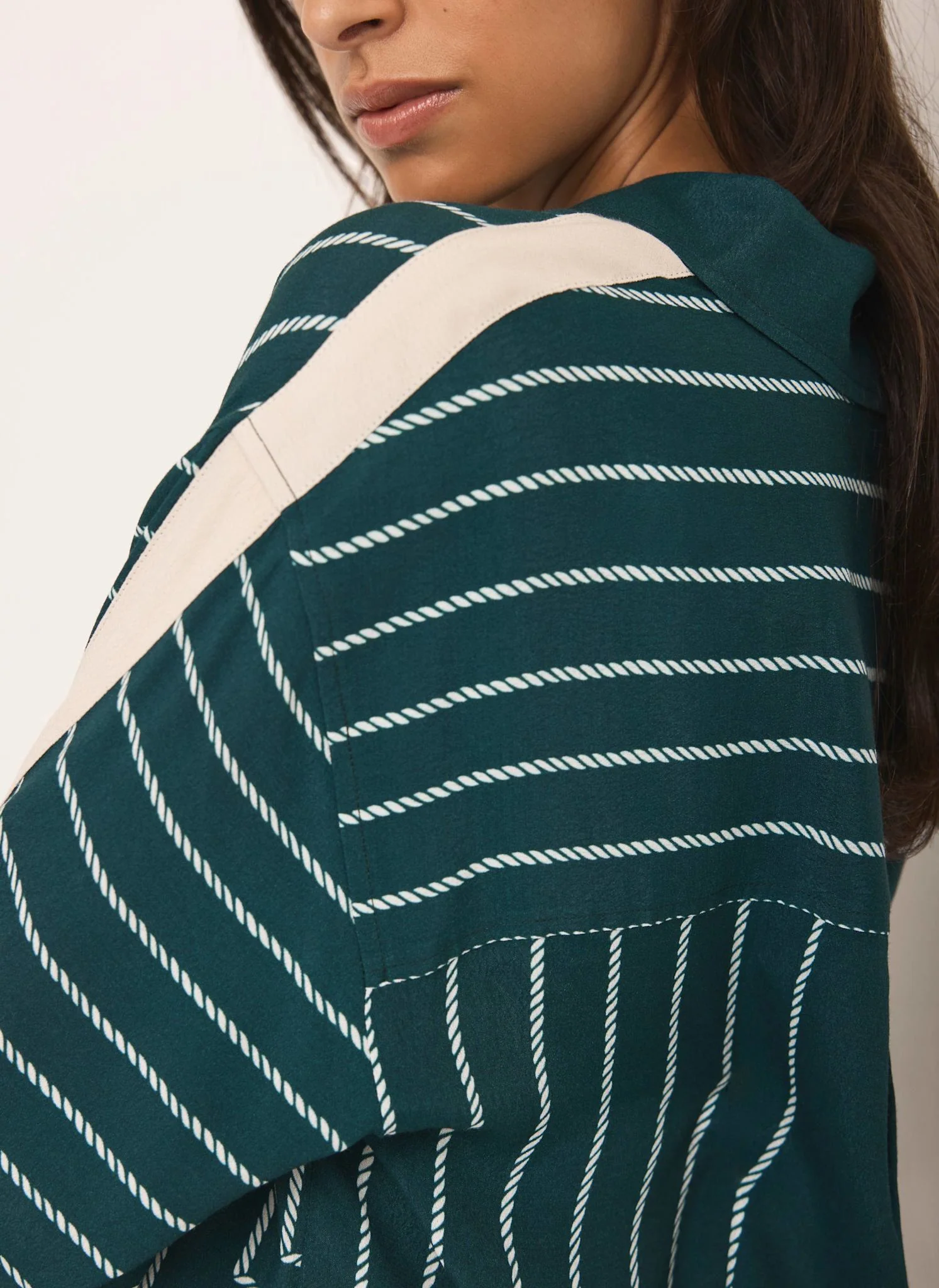12248-teal-graphic-print-striped-shirt-5.webp Teal Graphic Print Striped Shirt