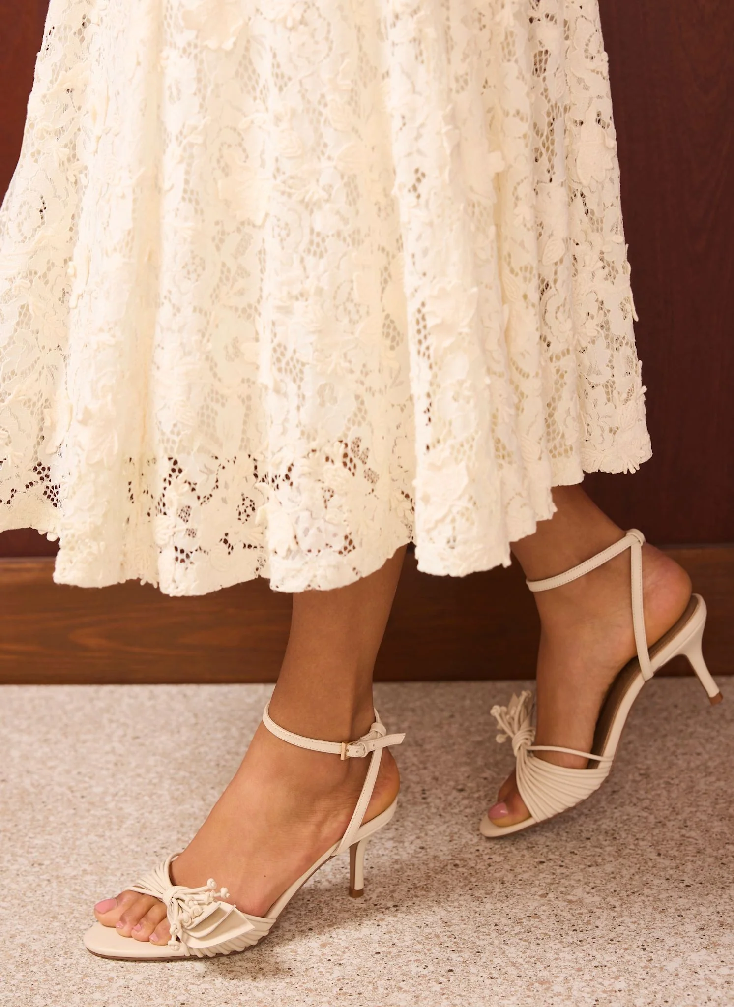 Rae Cream Leather Tassel Heeled Sandals
