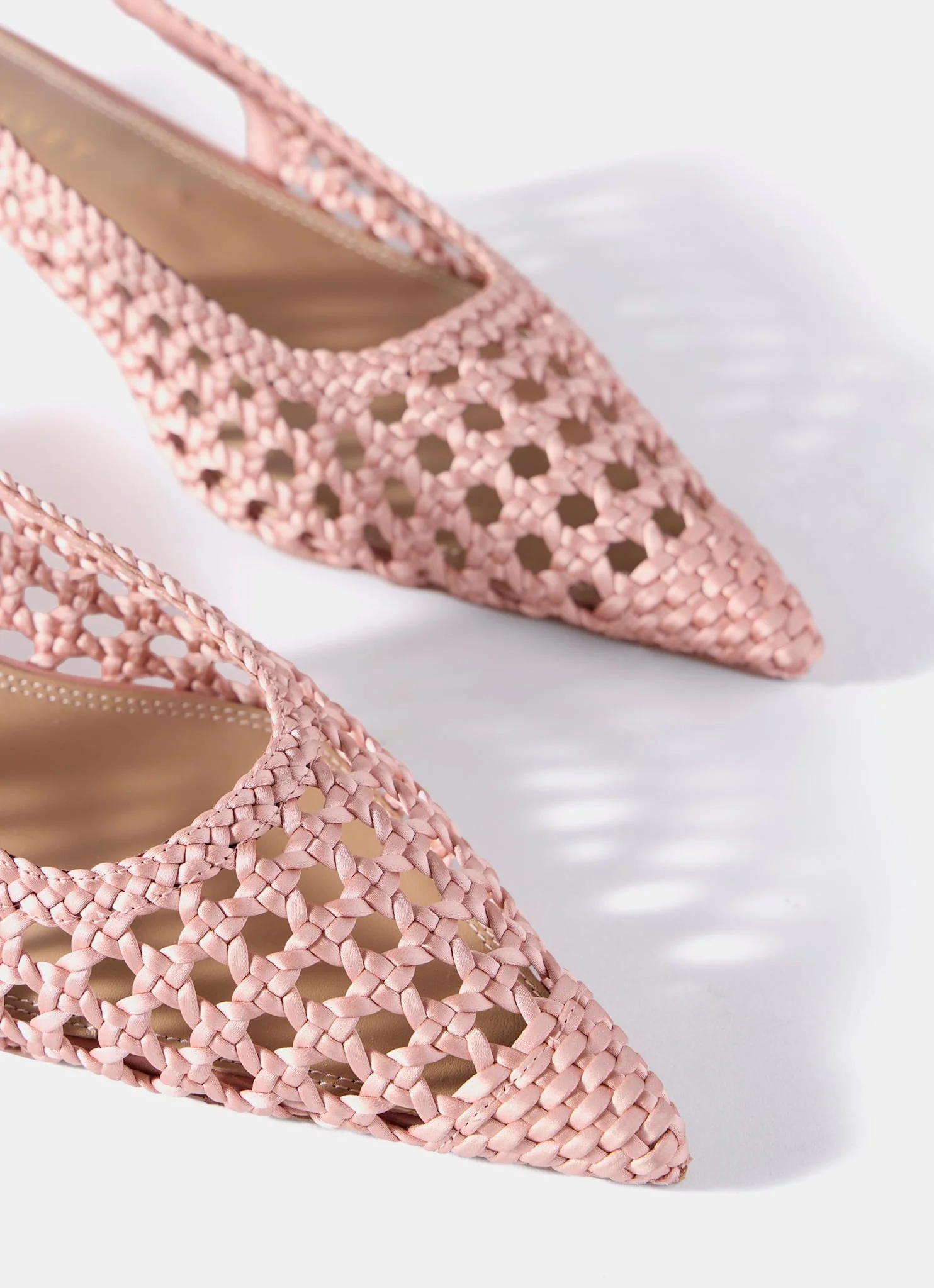 Lea Pink Woven Kitten Heels