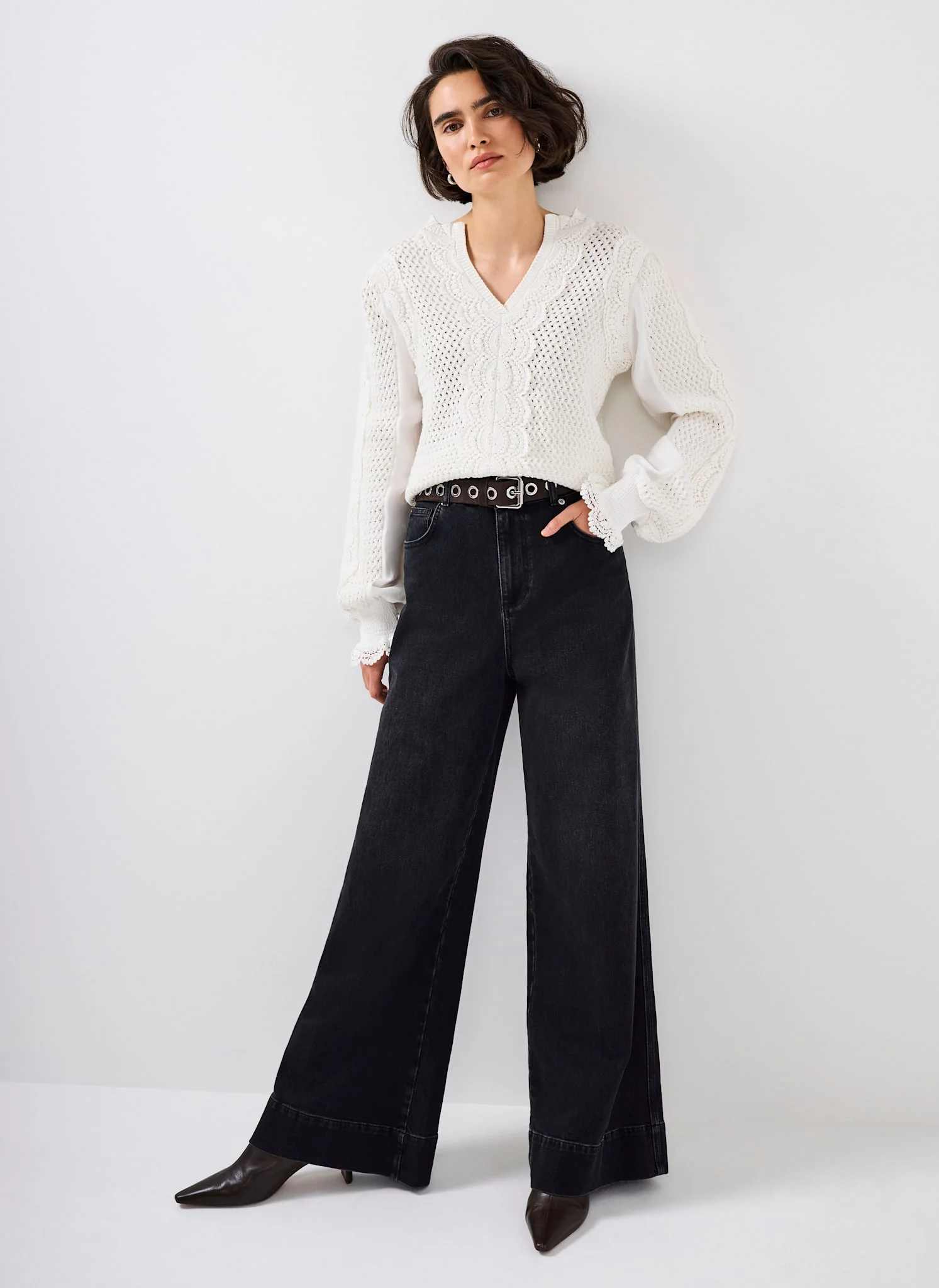 12318-white-cotton-blend-crochet-detail-jumper-4.webp White Cotton Blend Crochet Detail Jumper
