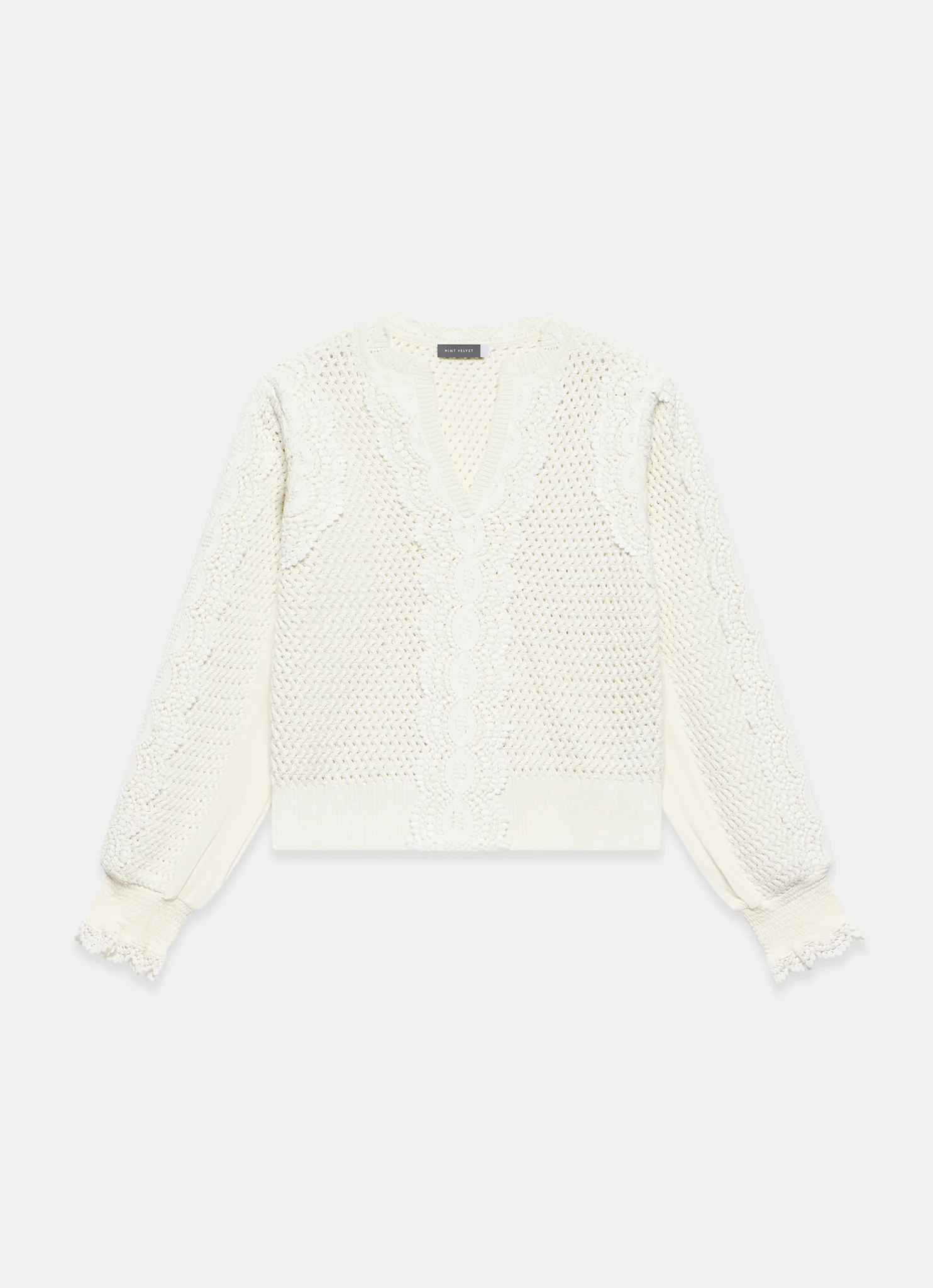 12318-white-cotton-blend-crochet-detail-jumper-7.webp White Cotton Blend Crochet Detail Jumper