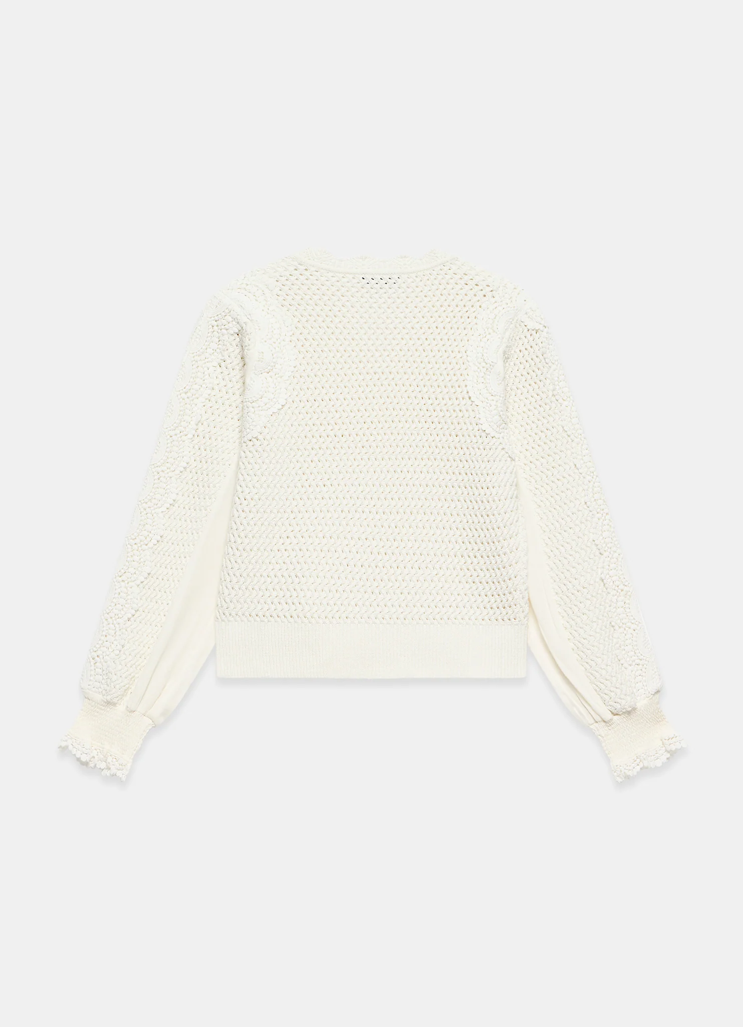 12318-white-cotton-blend-crochet-detail-jumper-8.webp White Cotton Blend Crochet Detail Jumper