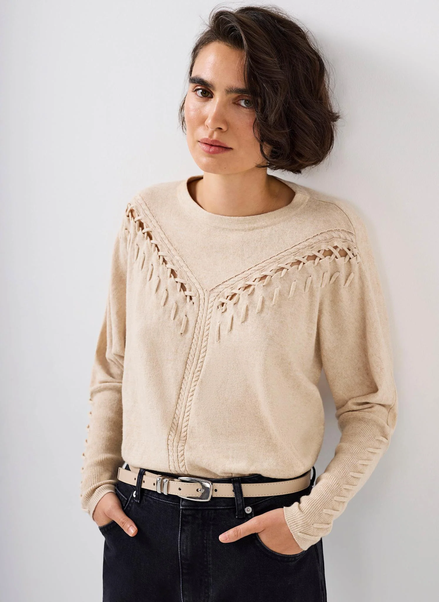 12338-neutral-cotton-blend-stitch-detail-jumper-1.webp Neutral Cotton Blend Stitch Detail Jumper