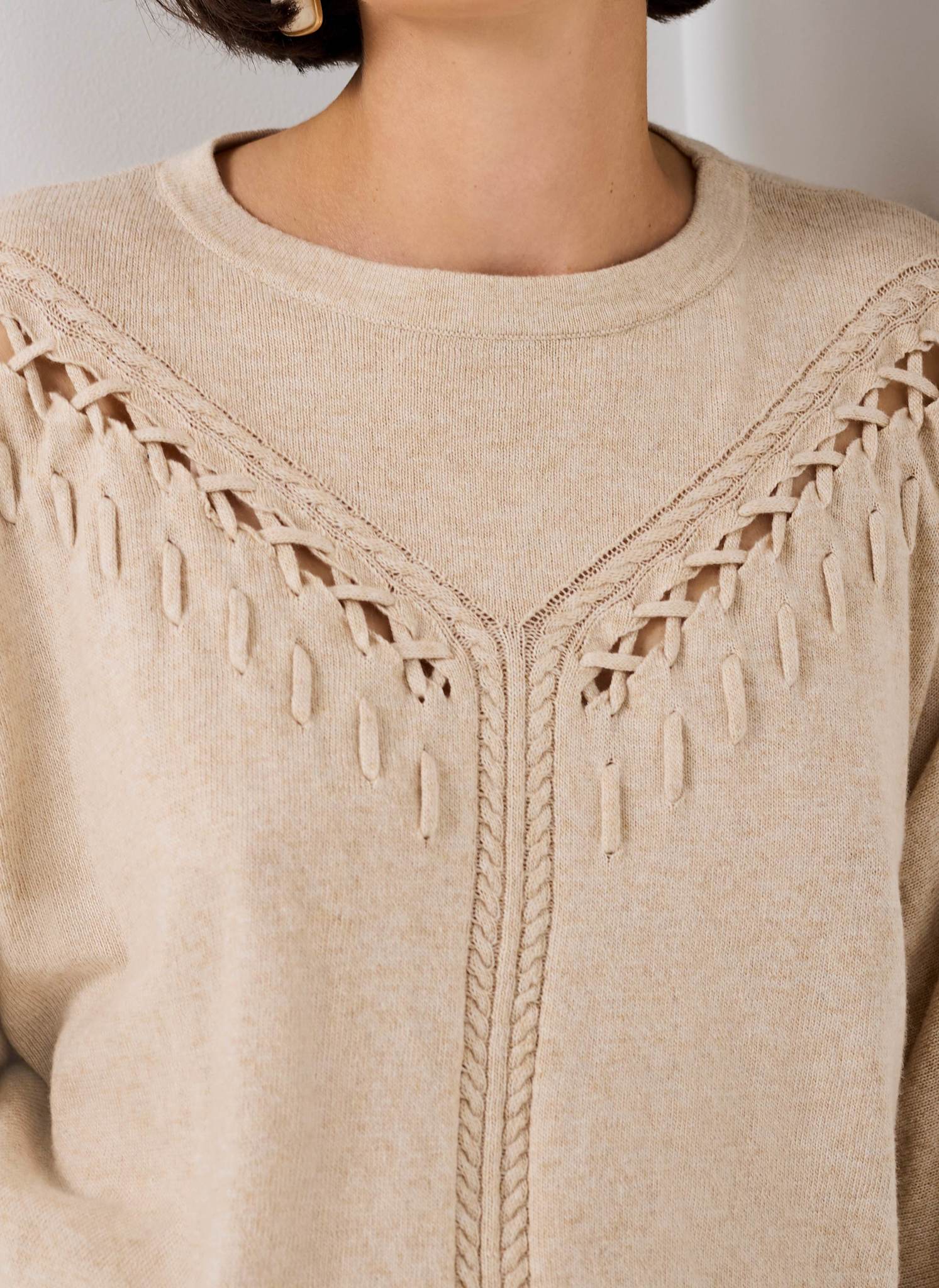 12338-neutral-cotton-blend-stitch-detail-jumper-4.jpg Neutral Cotton Blend Stitch Detail Jumper