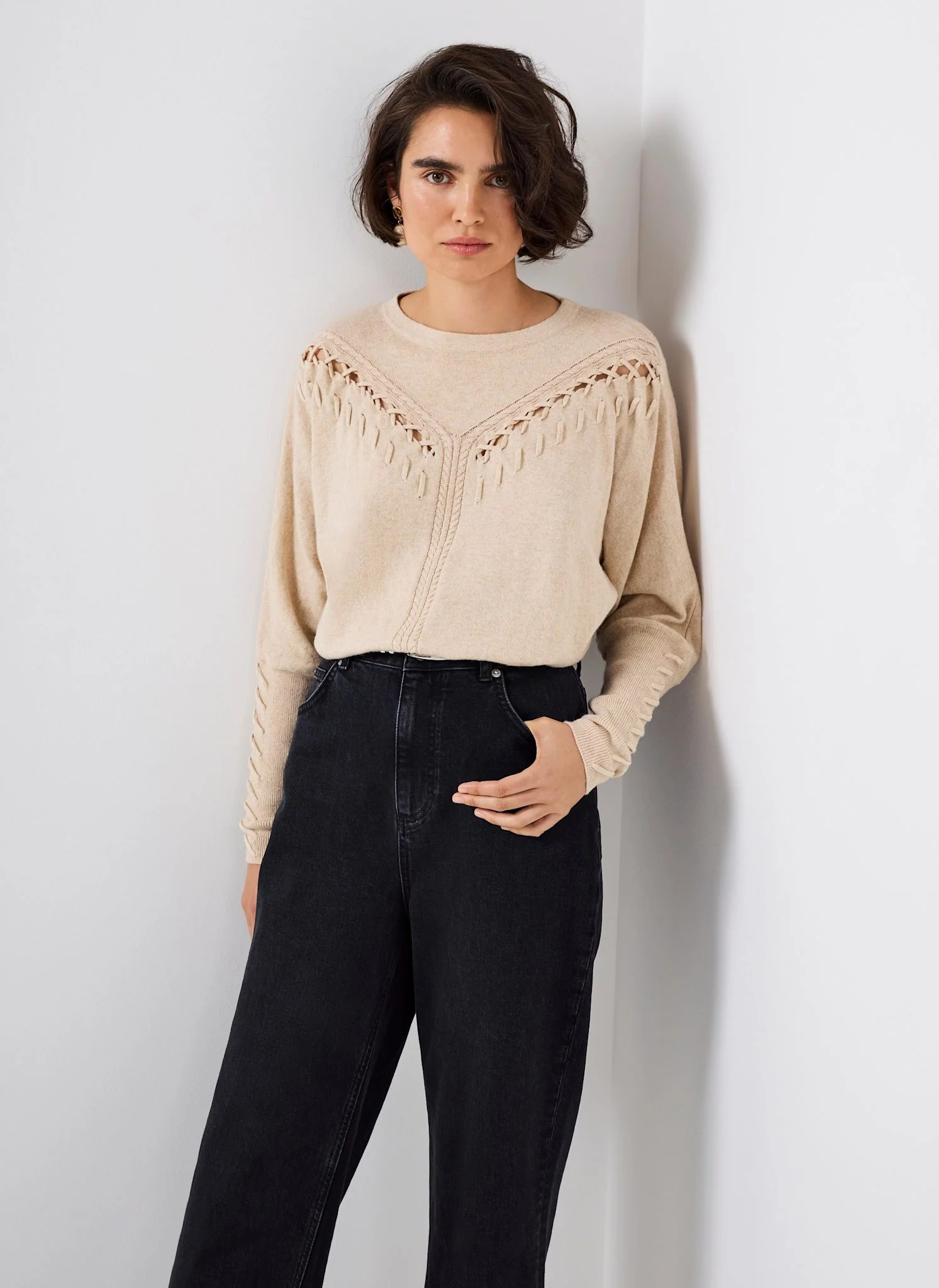 12338-neutral-cotton-blend-stitch-detail-jumper-5.webp Neutral Cotton Blend Stitch Detail Jumper