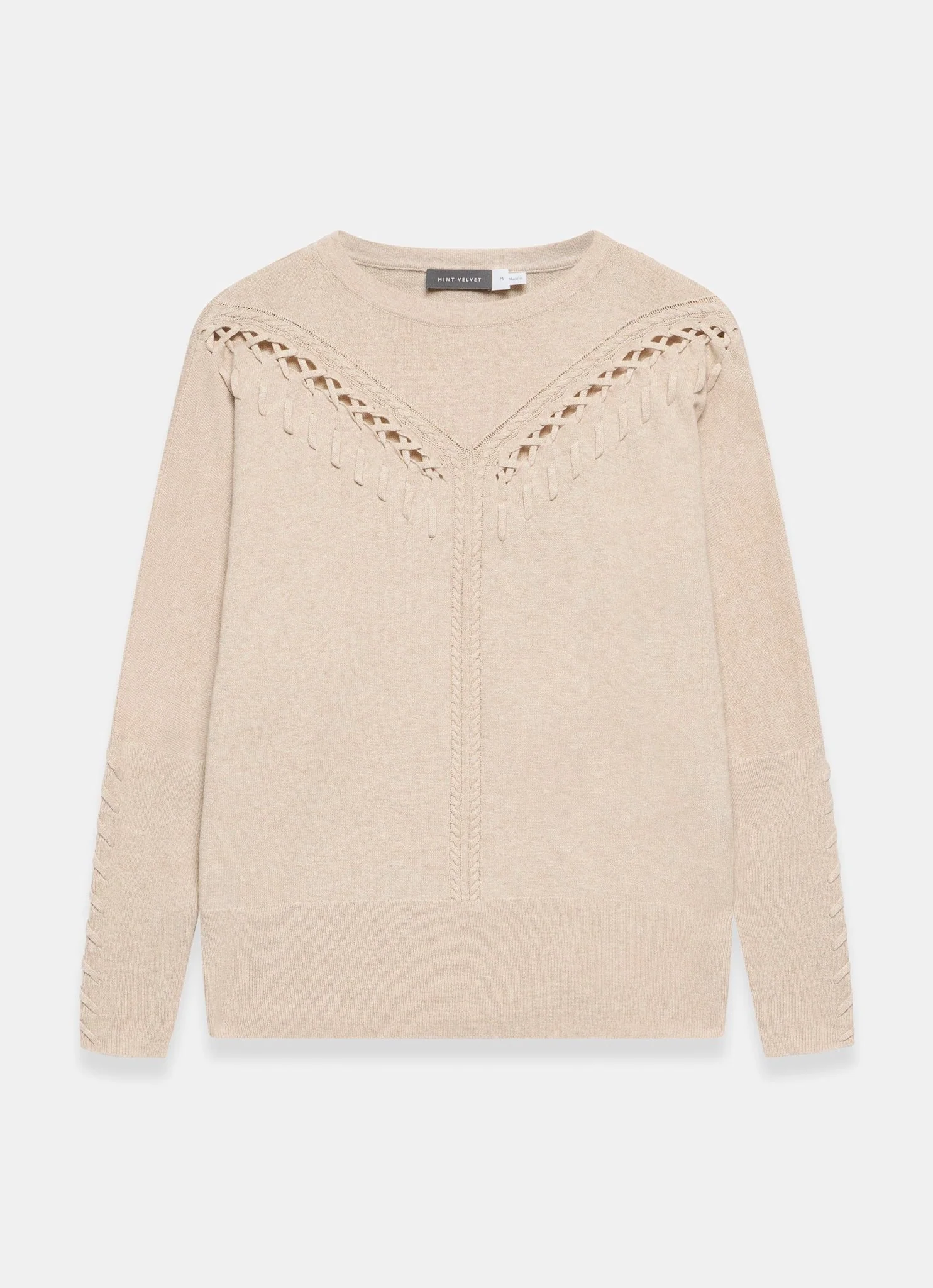 12338-neutral-cotton-blend-stitch-detail-jumper-6.webp Neutral Cotton Blend Stitch Detail Jumper