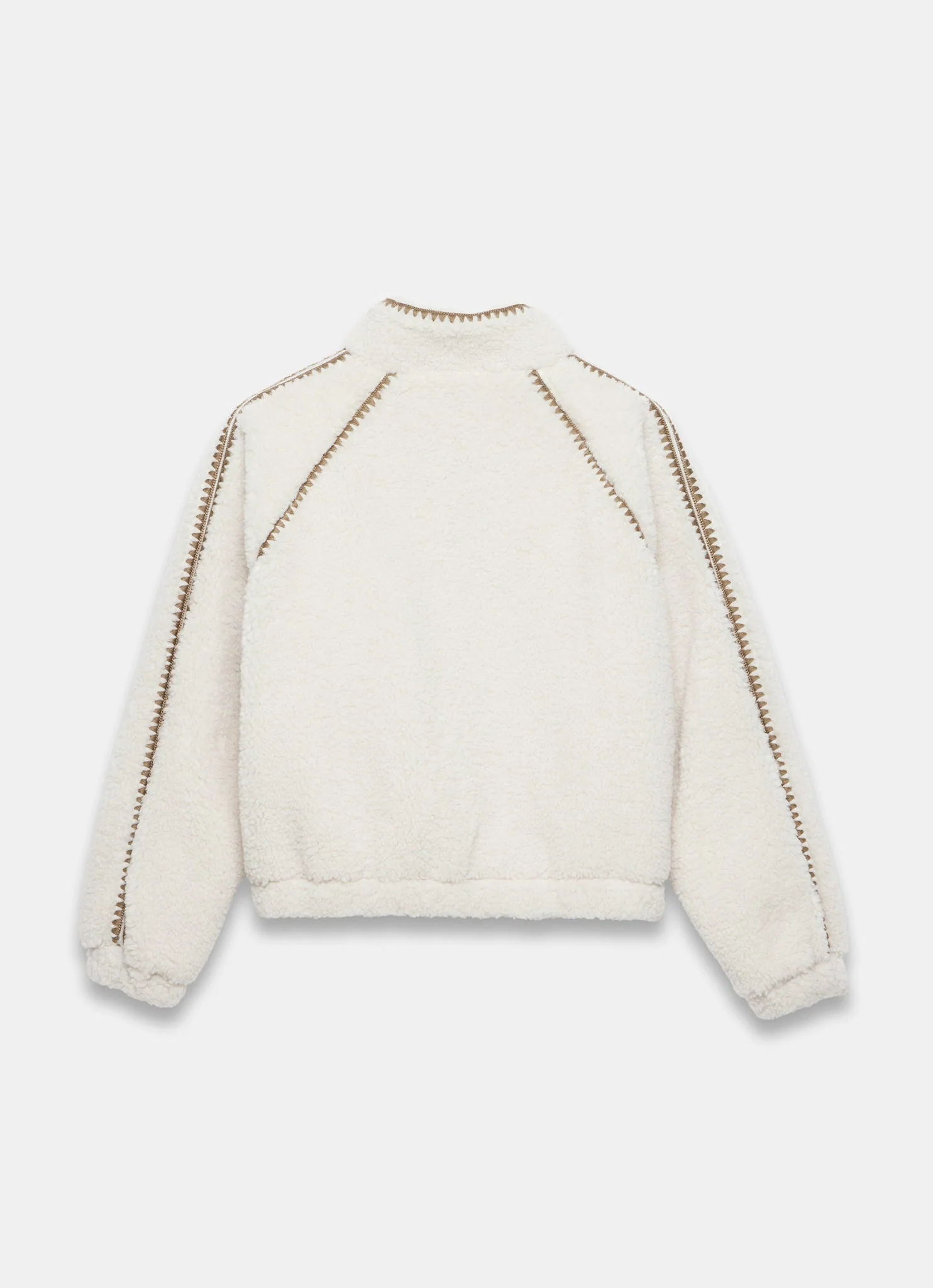 Cream Whipstitch Detail Borg Jacket