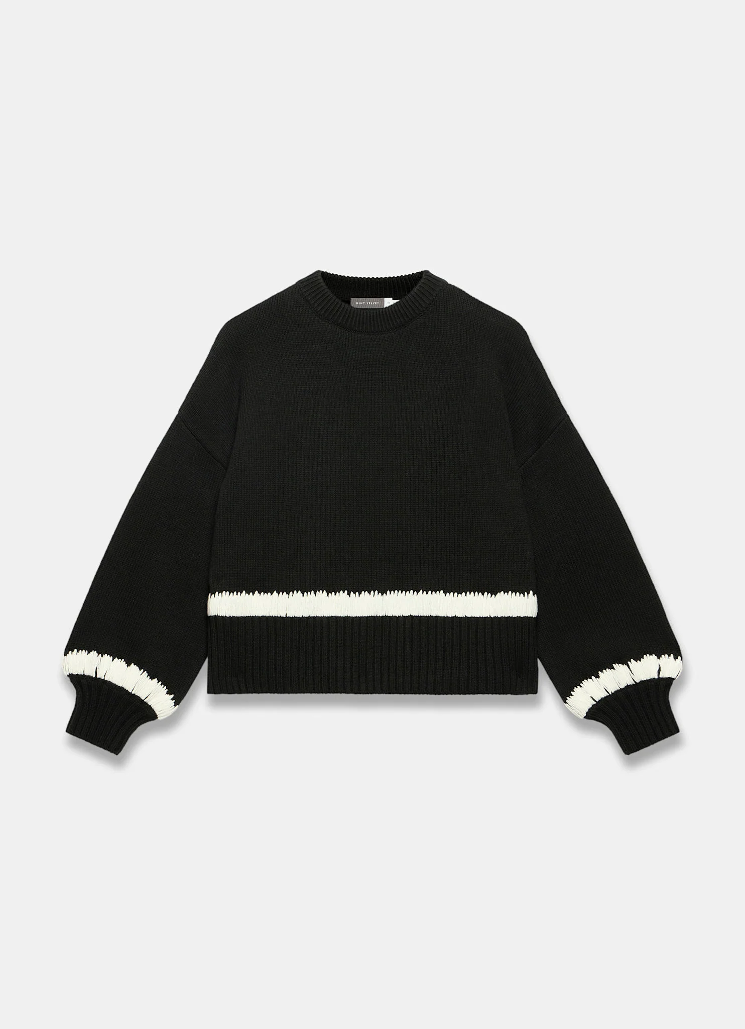 Black Cotton Blend Contrast Detail Jumper