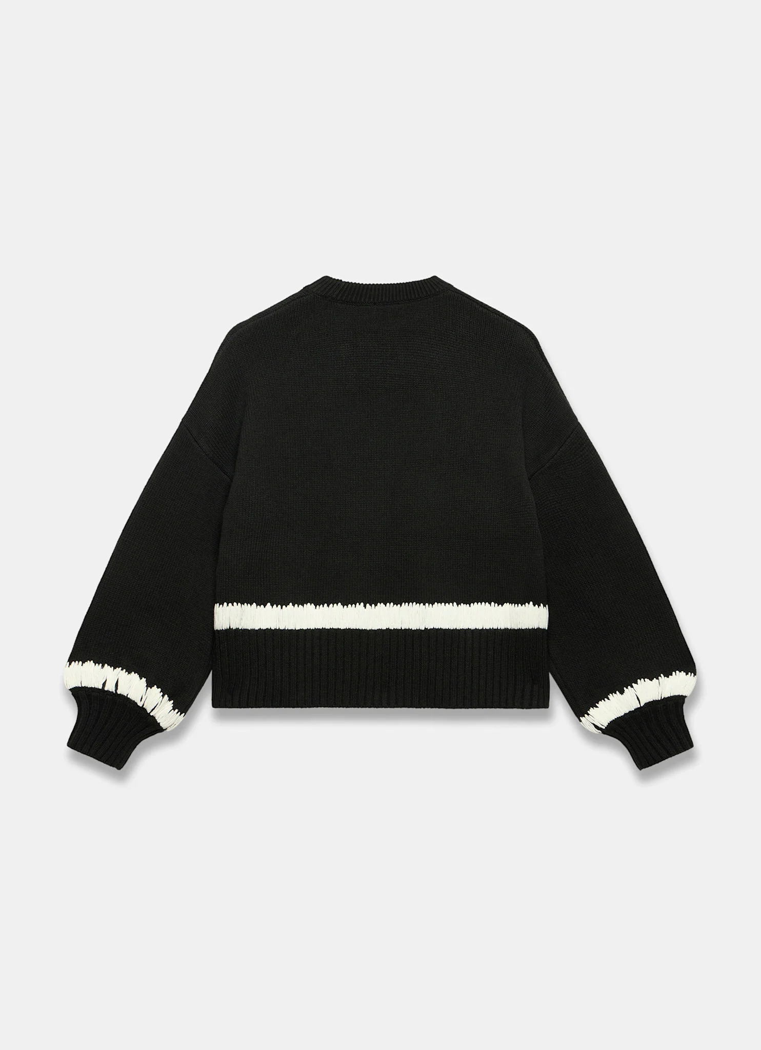 Black Cotton Blend Contrast Detail Jumper