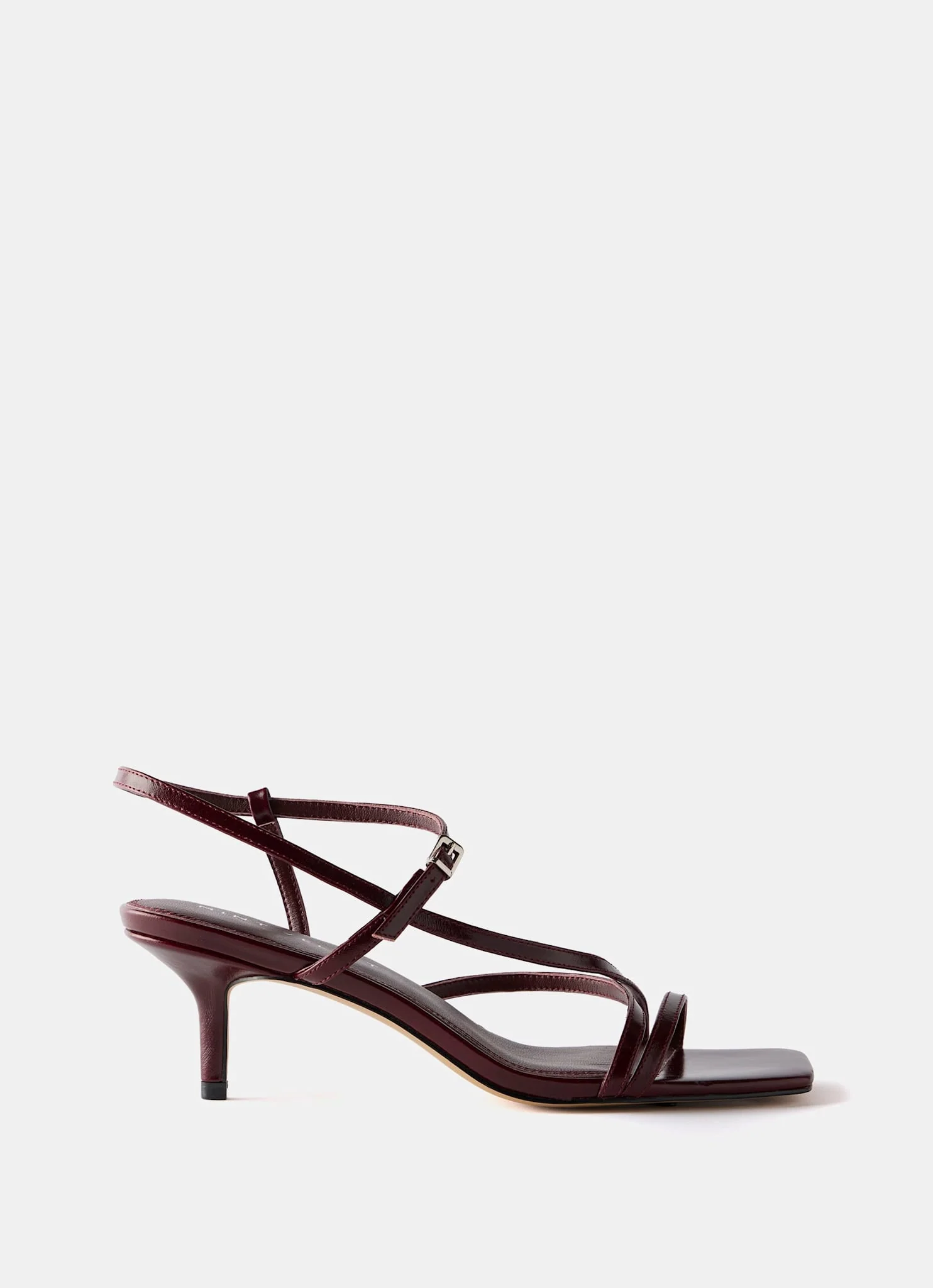 Eli Burgundy Leather Strappy Kitten Heels