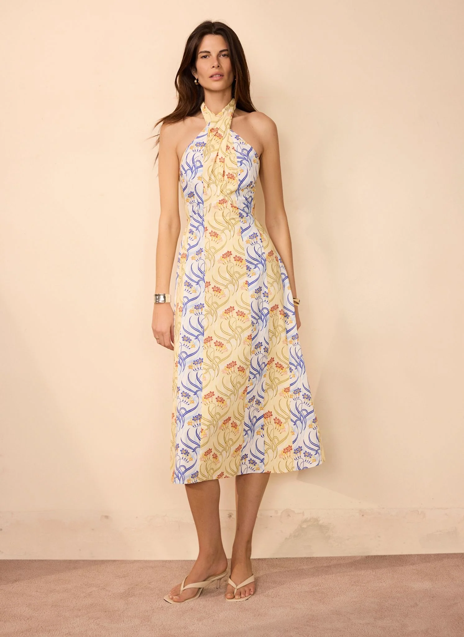 1245-06-06-variation-3.webp Yellow Cotton Floral Print Midi Dress
