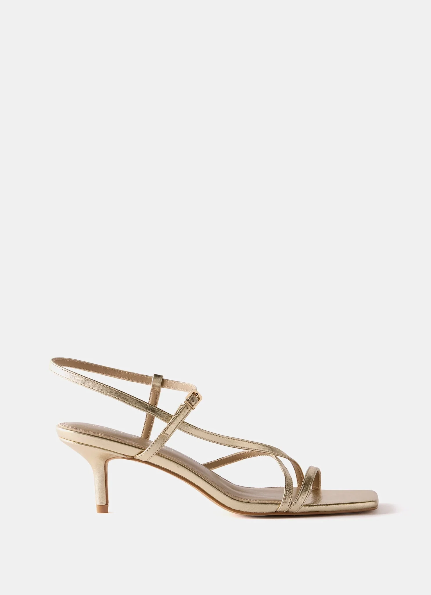 Eli Gold Leather Strappy Kitten Heels