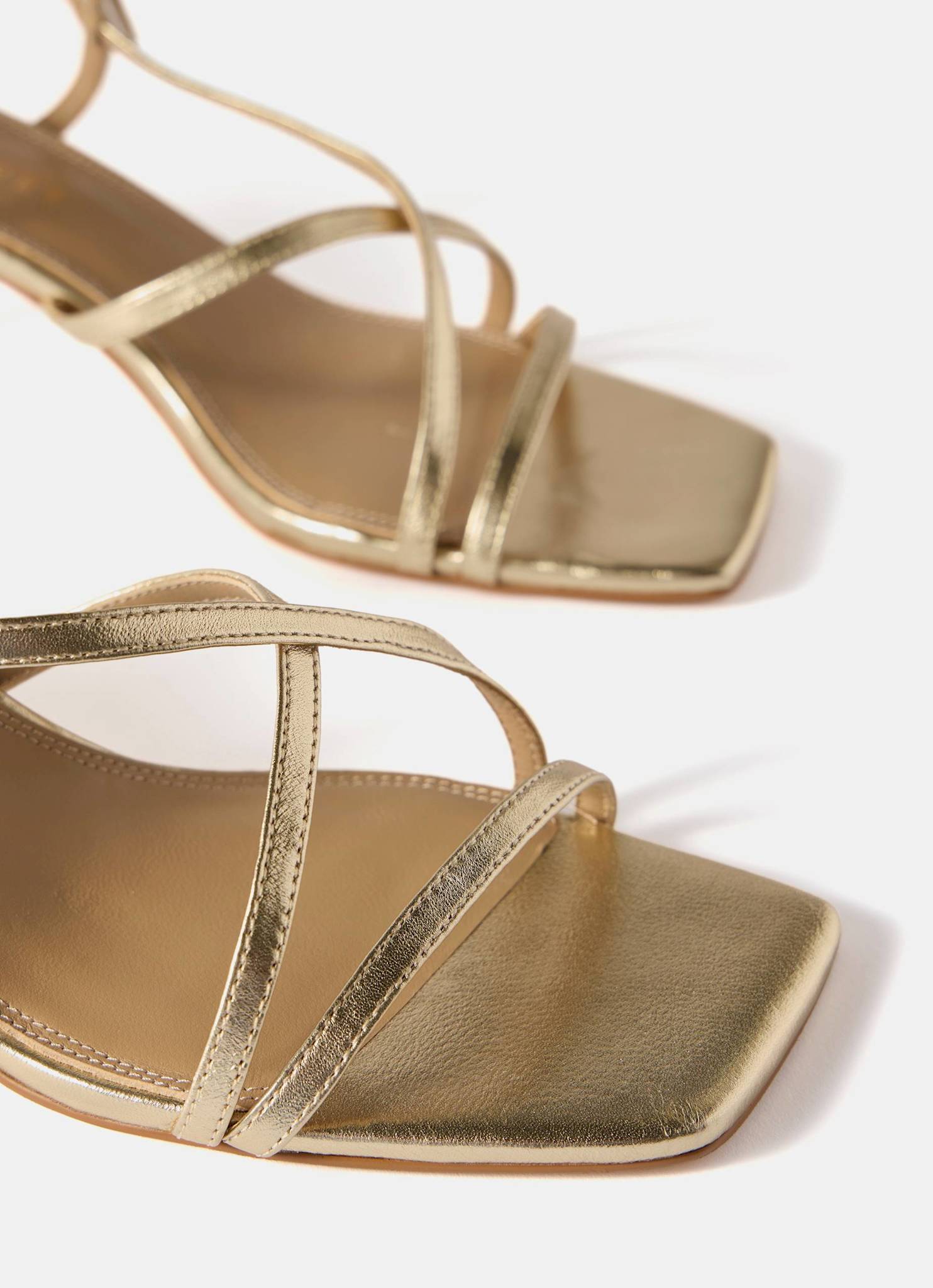 Eli Gold Leather Strappy Kitten Heels