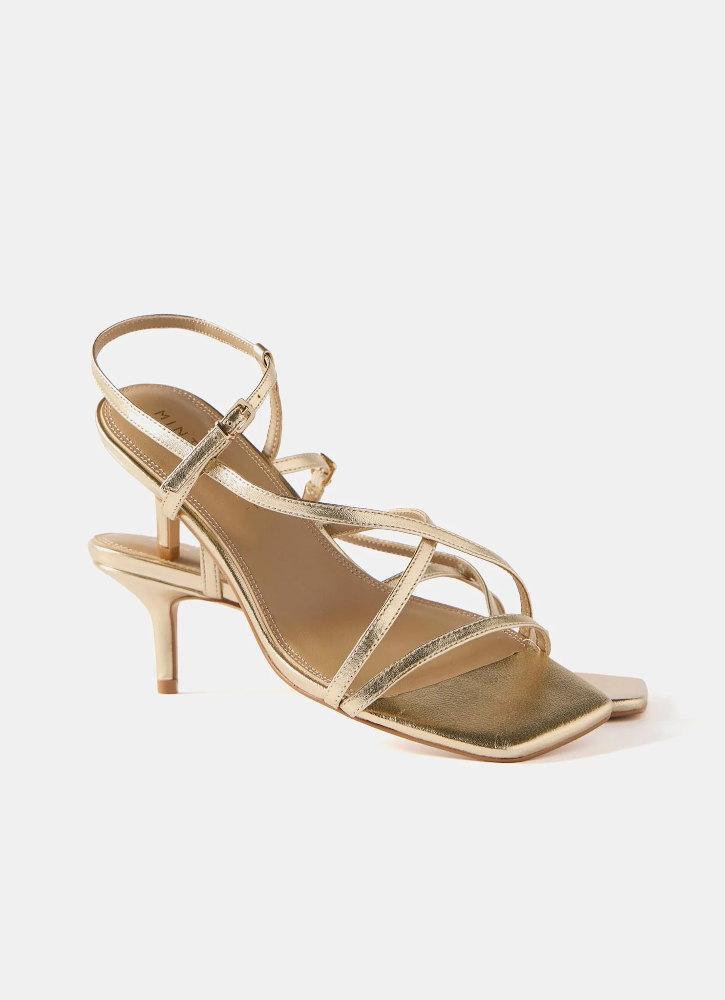 Eli Gold Leather Strappy Kitten Heels