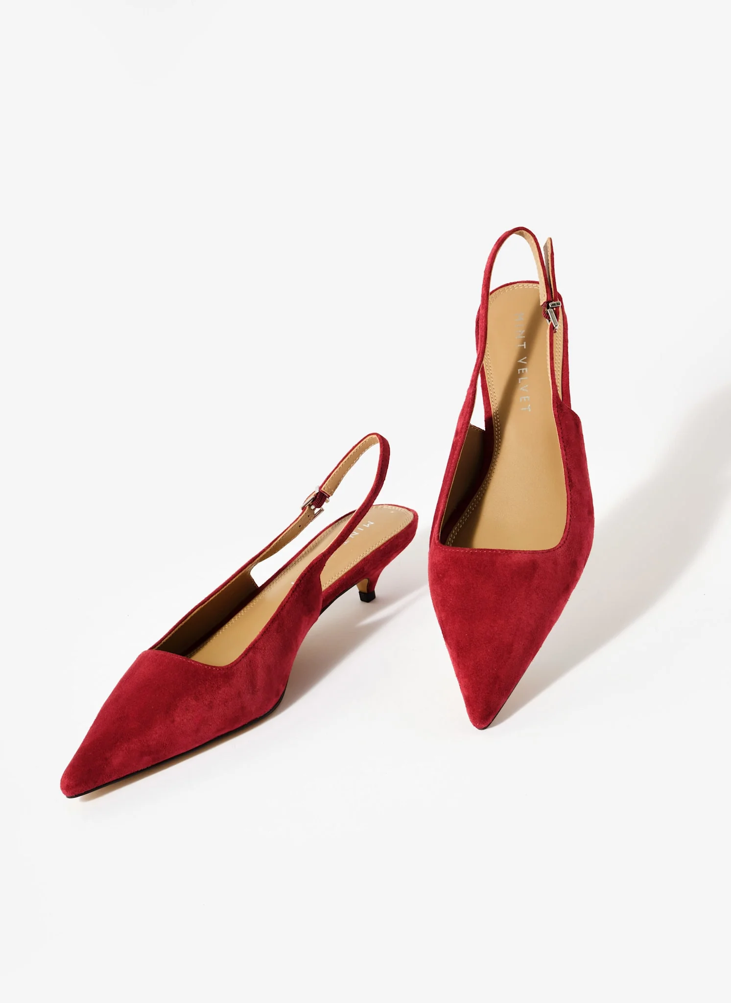 Mila Red Suede Slingback Kitten Heels