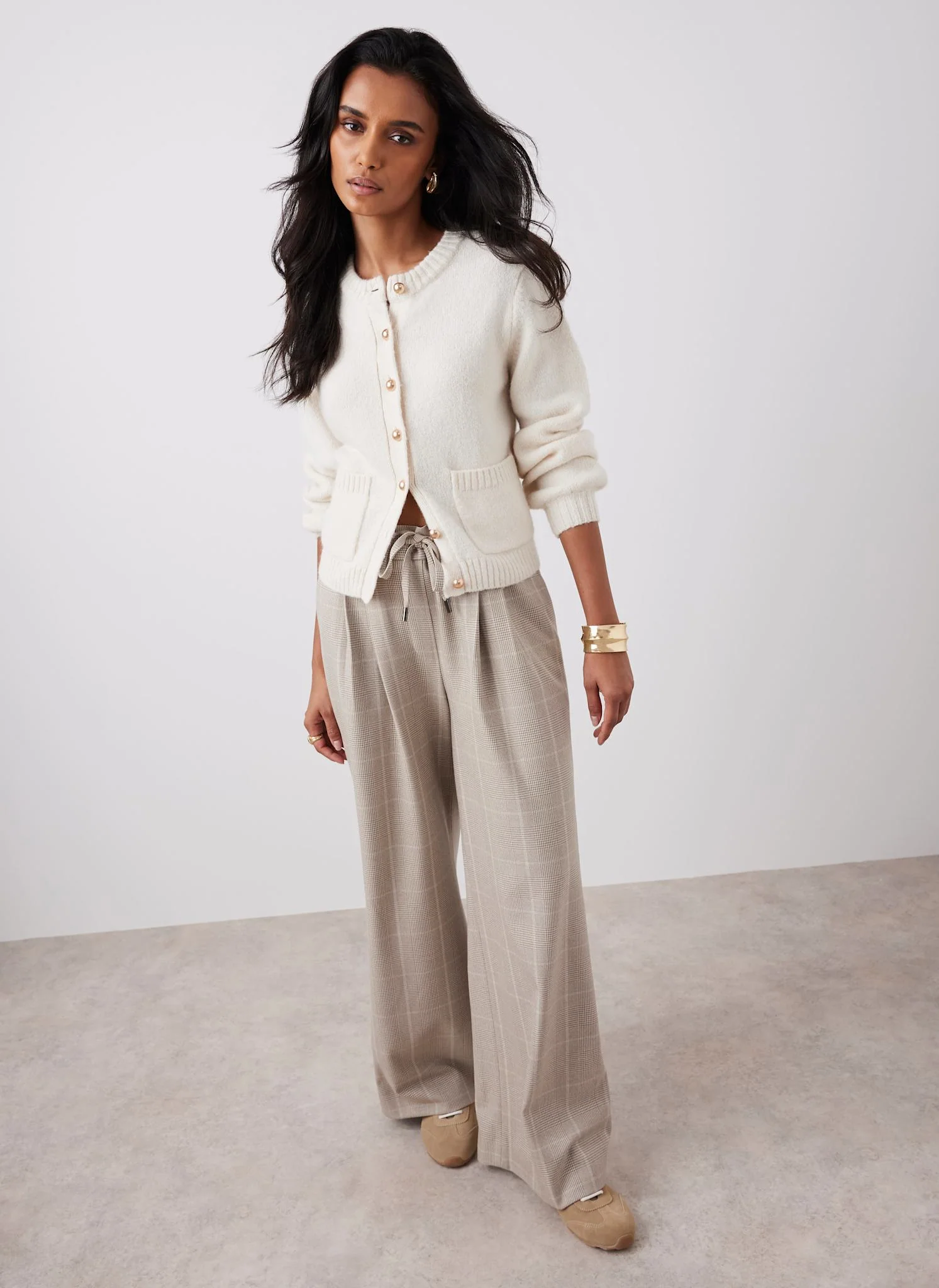 12511-neutral-checked-tailored-wide-trousers-1.webp Neutral Checked Tailored Wide Trousers