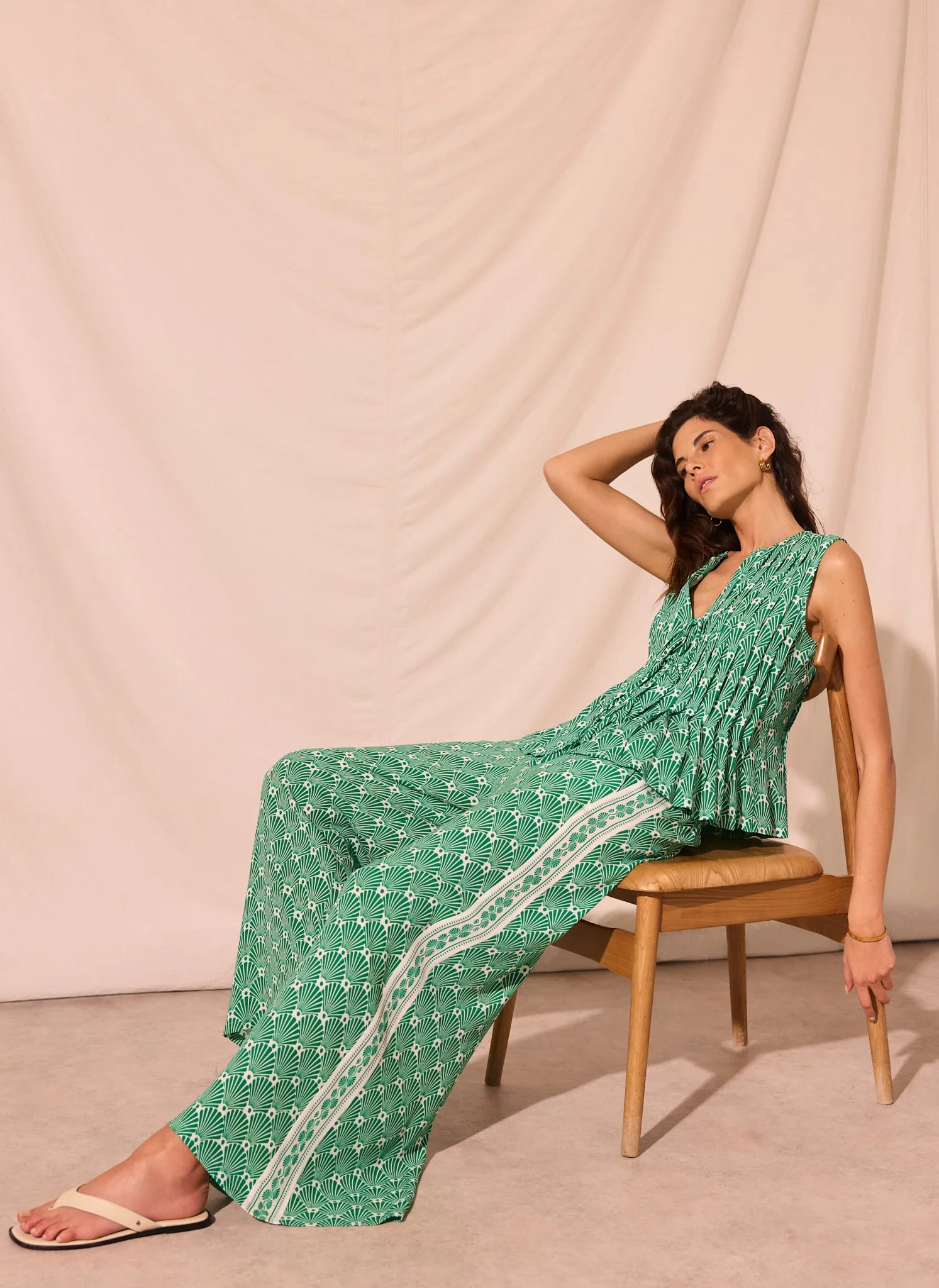 1252-green-shell-print-wide-leg-trousers-2.webp Green Shell Print Wide Leg Trousers