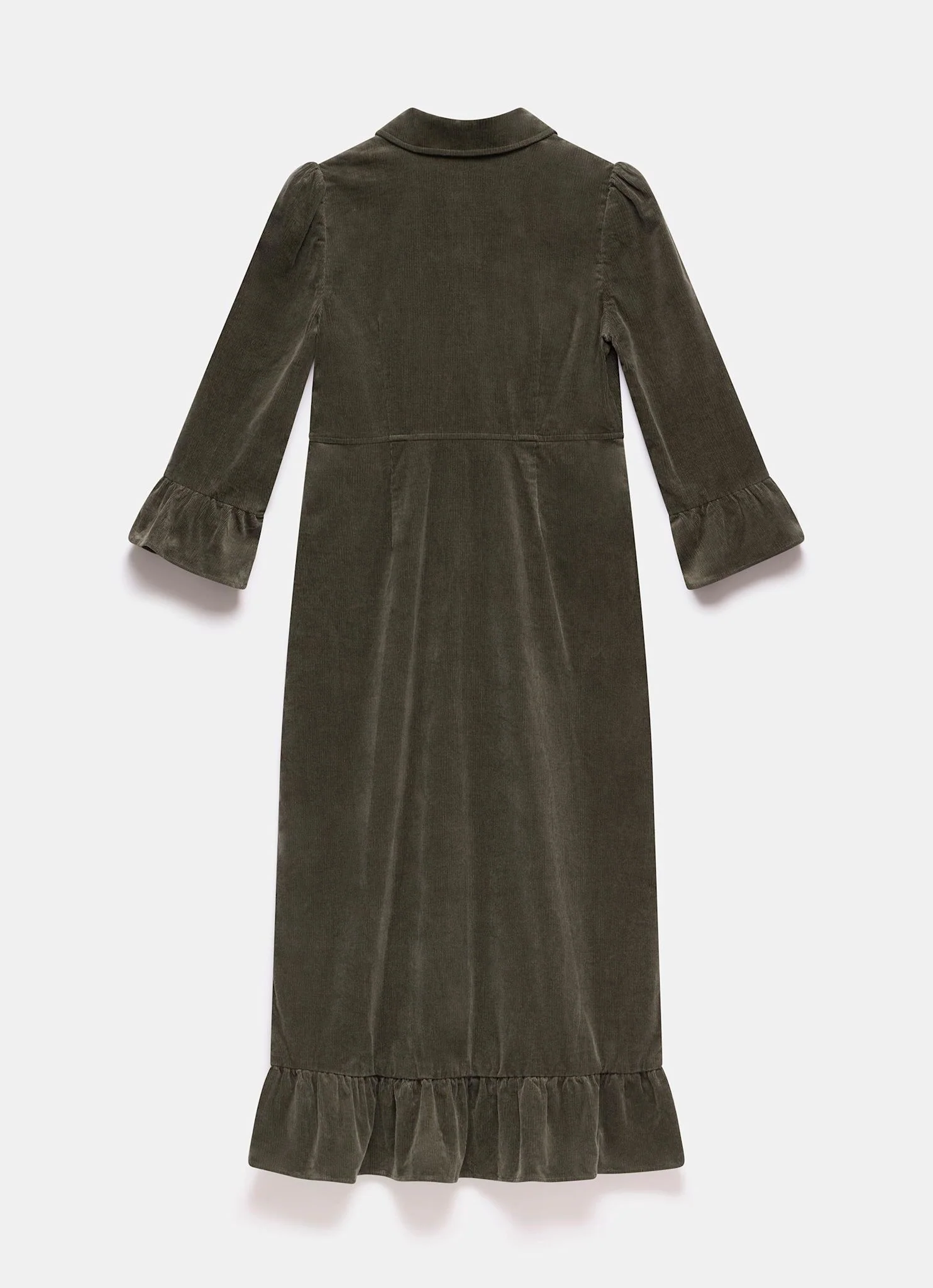Khaki Corduroy Midi Dress