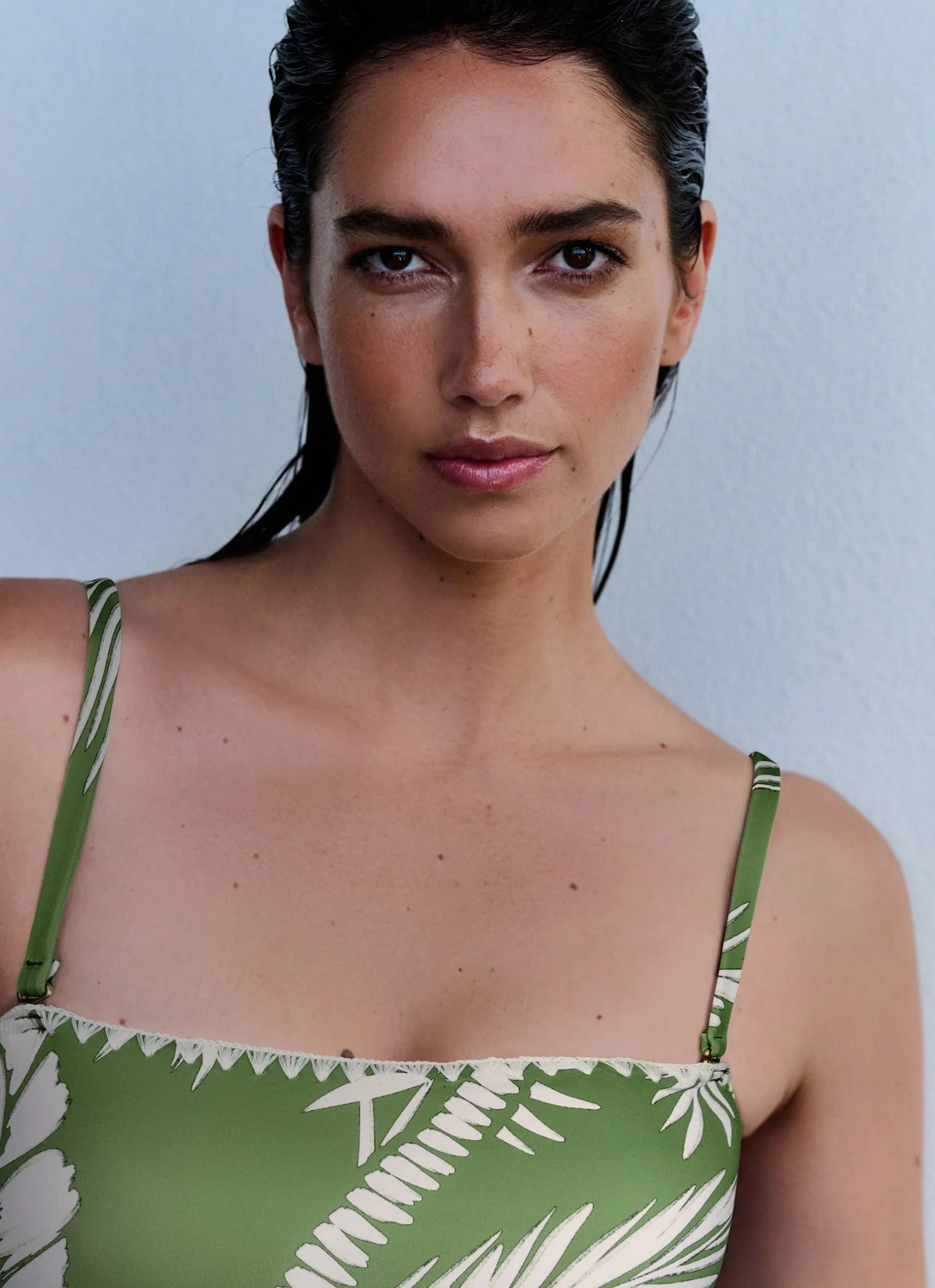 Green Palm Print Swimsuit