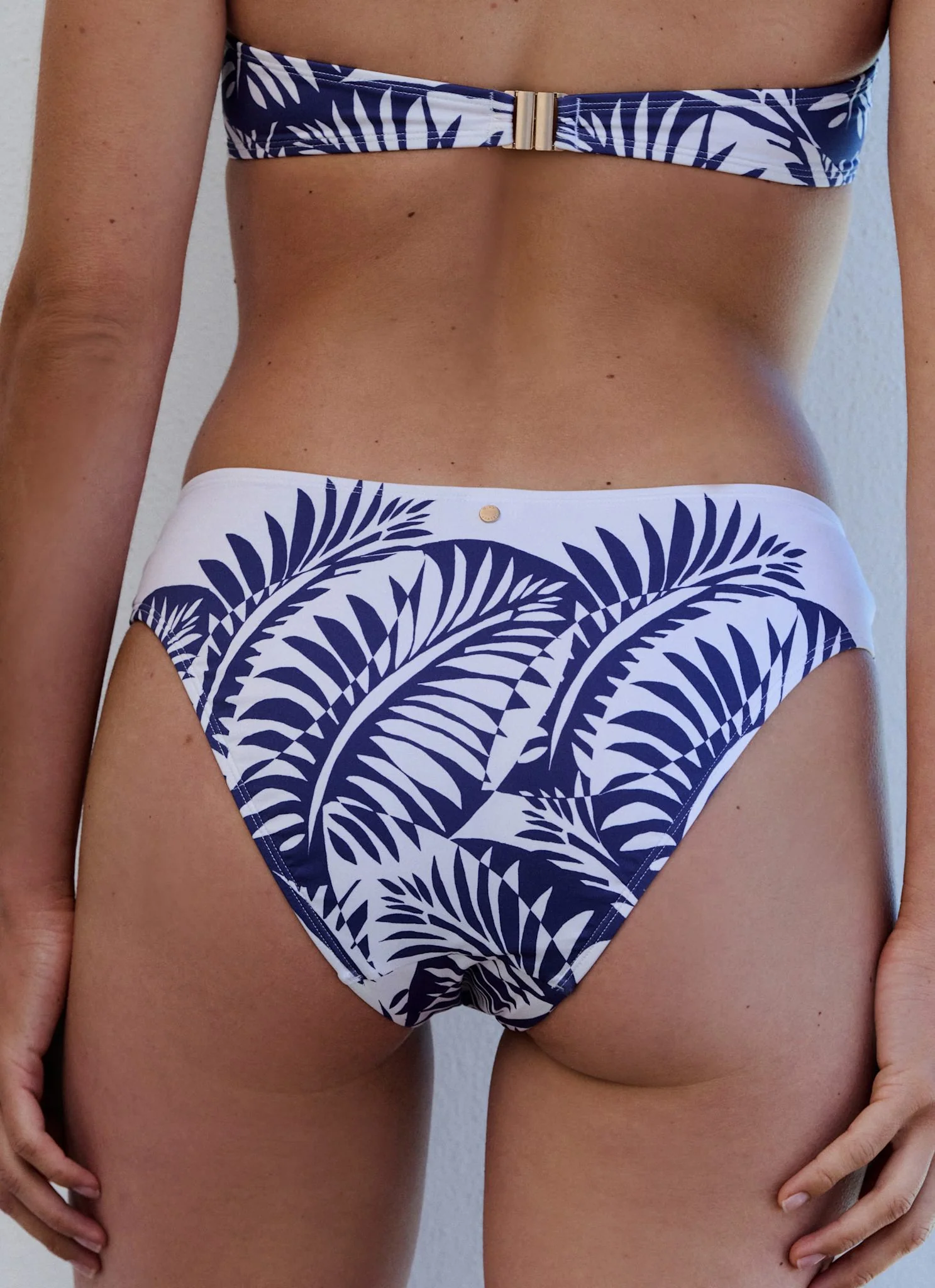 Blue Palm Print Bikini Bottoms