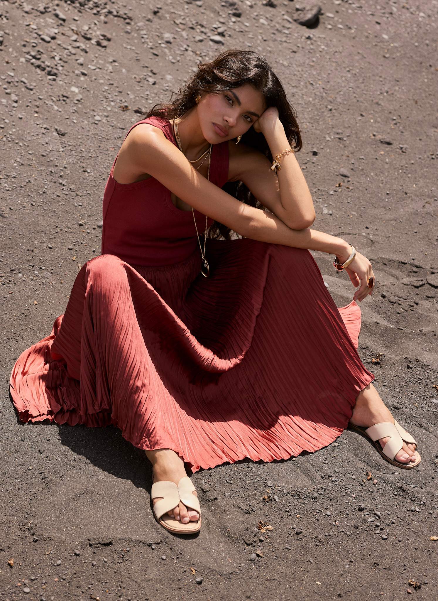 129-red-cotton-blend-scoop-vest-top-3.jpg Red Cotton Blend Scoop Vest Top