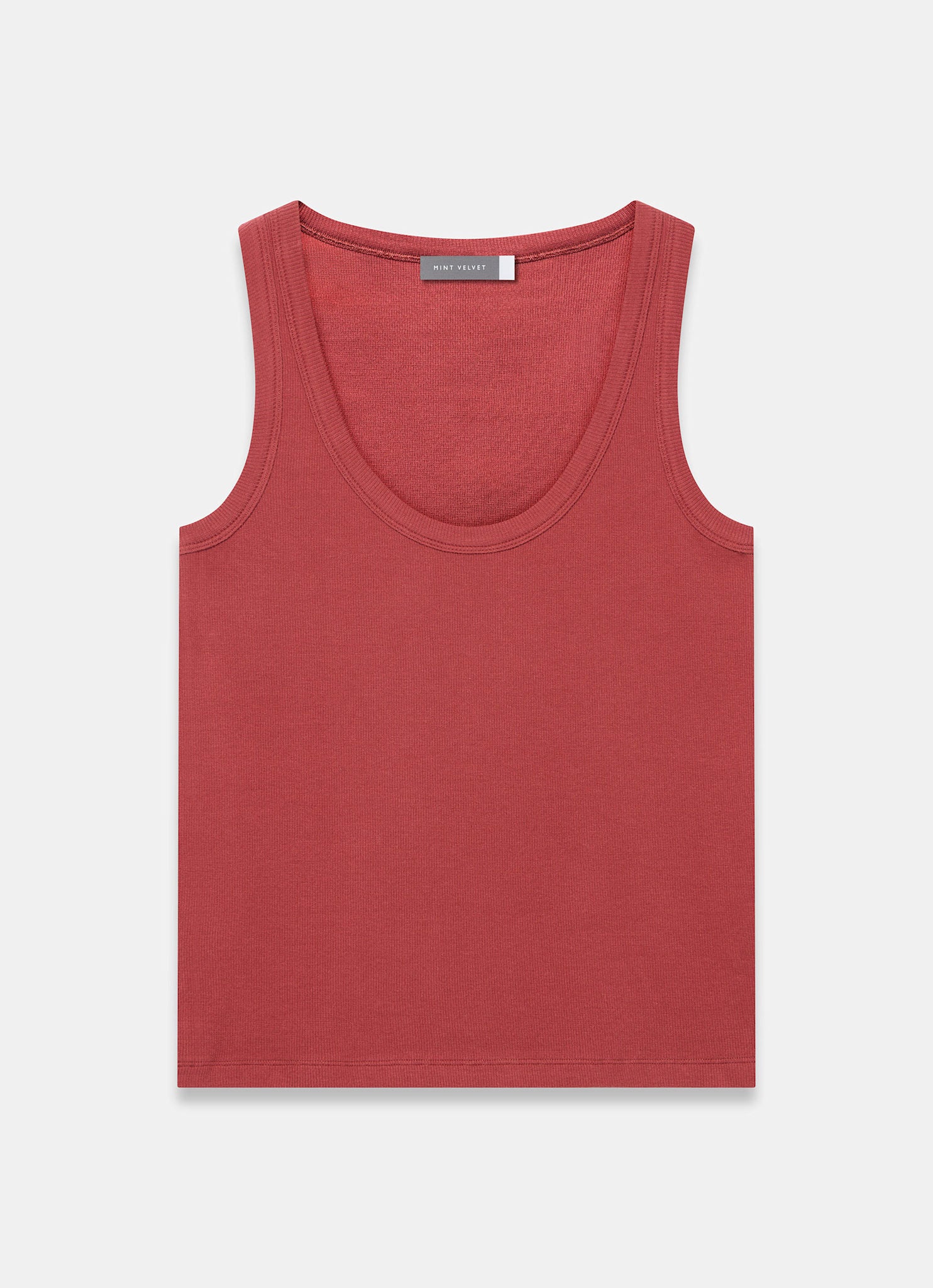 129-red-cotton-blend-scoop-vest-top-7.jpg Red Cotton Blend Scoop Vest Top