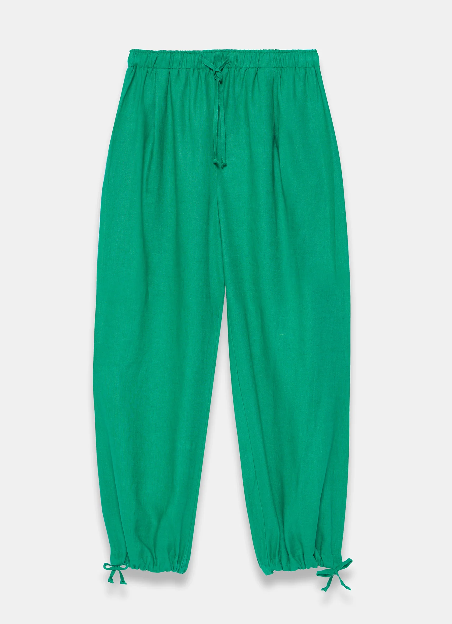 Green Linen Balloon Trousers